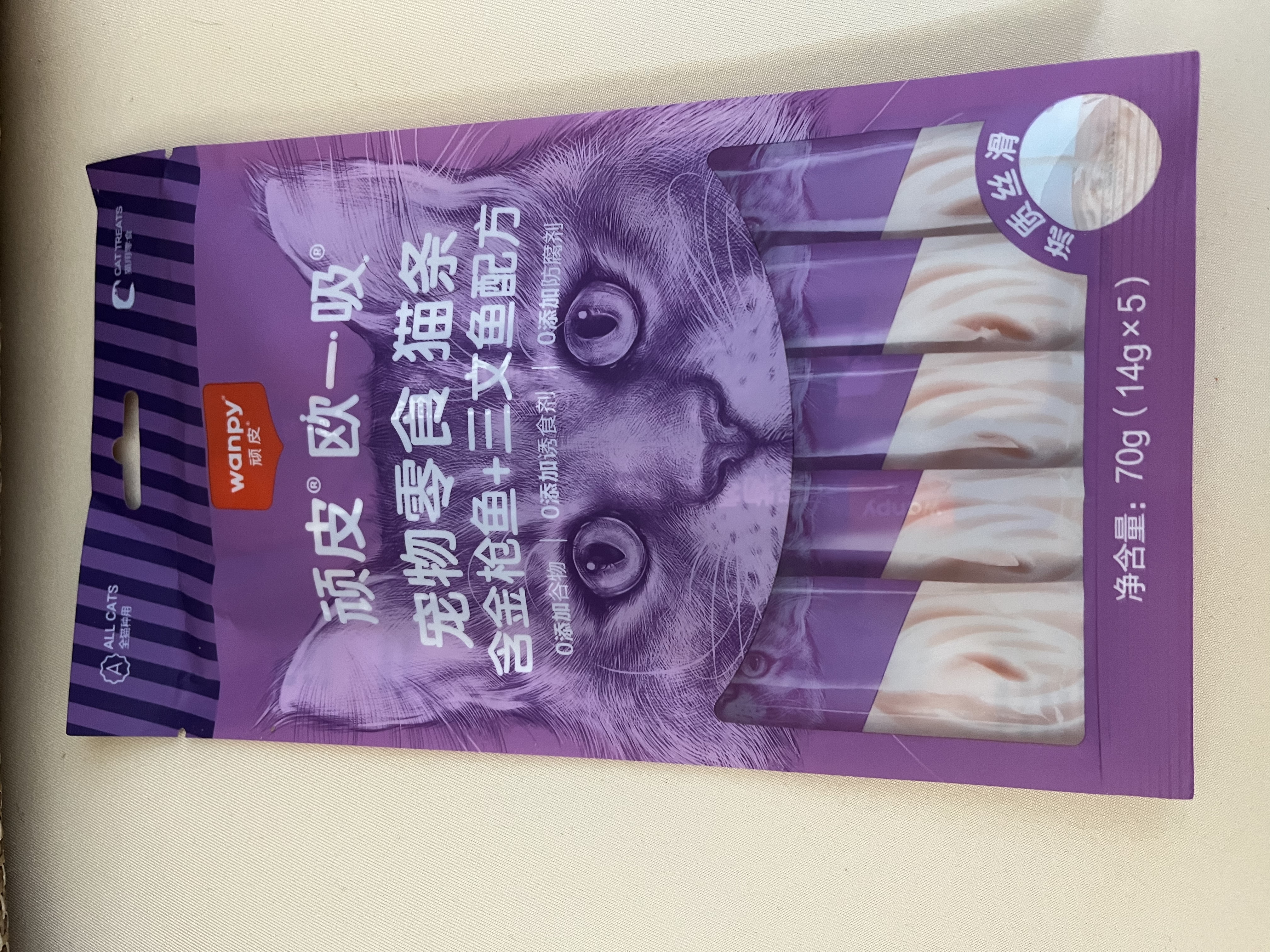 顽皮（Wanpy）猫条猫咪零食欧一吸猫条成猫幼猫湿粮包猫咪流质零食布丁 金枪鱼+三文鱼味5条/袋 实拍图