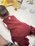 babylove【清仓】婴儿背带裤秋冬款毛线裤子宝宝纯色针织裤圣诞保暖连体裤 深砖红 90 实拍图
