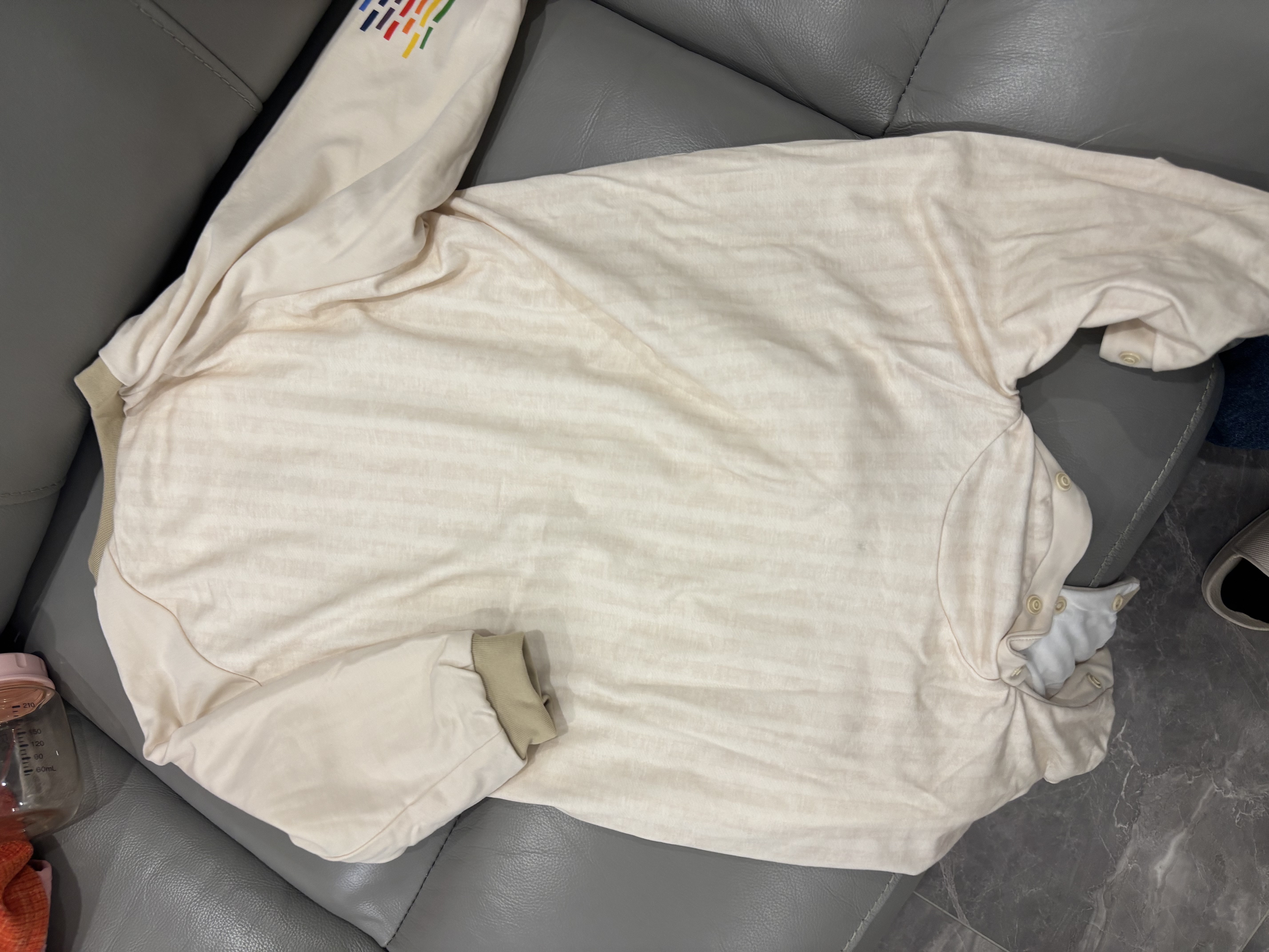 bebebus婴儿睡袋白池花春秋四季通用儿童宝宝分腿睡袋防踢被棕 双层M 实拍图