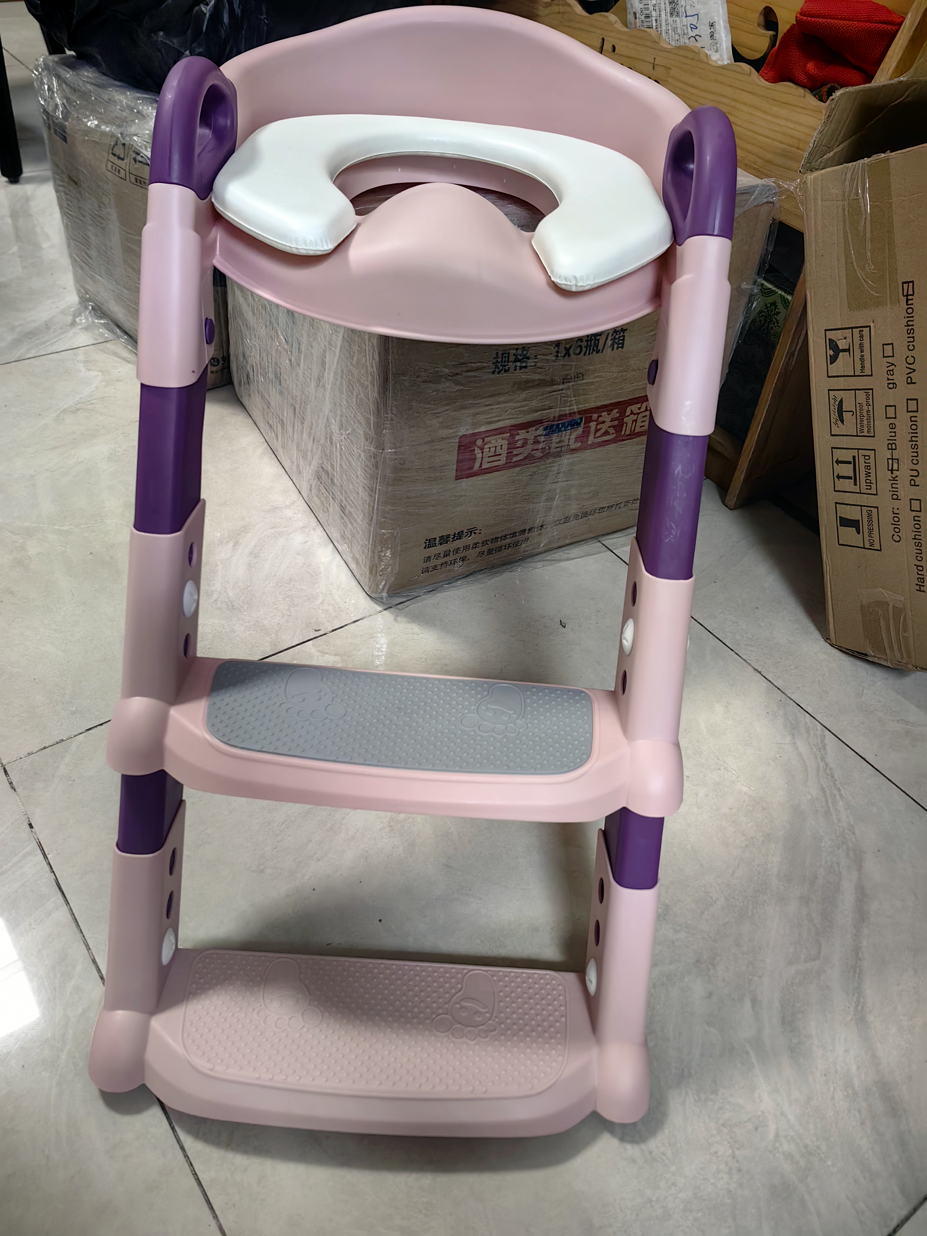 光多拉儿童马桶辅助器阶梯式马桶扶手架坐便器女宝宝马桶架软坐垫 实拍图