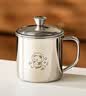 onlycook不锈钢杯水杯子 婴幼儿童宝宝杯牛奶杯早餐杯316L  带盖熊猫250ml 实拍图