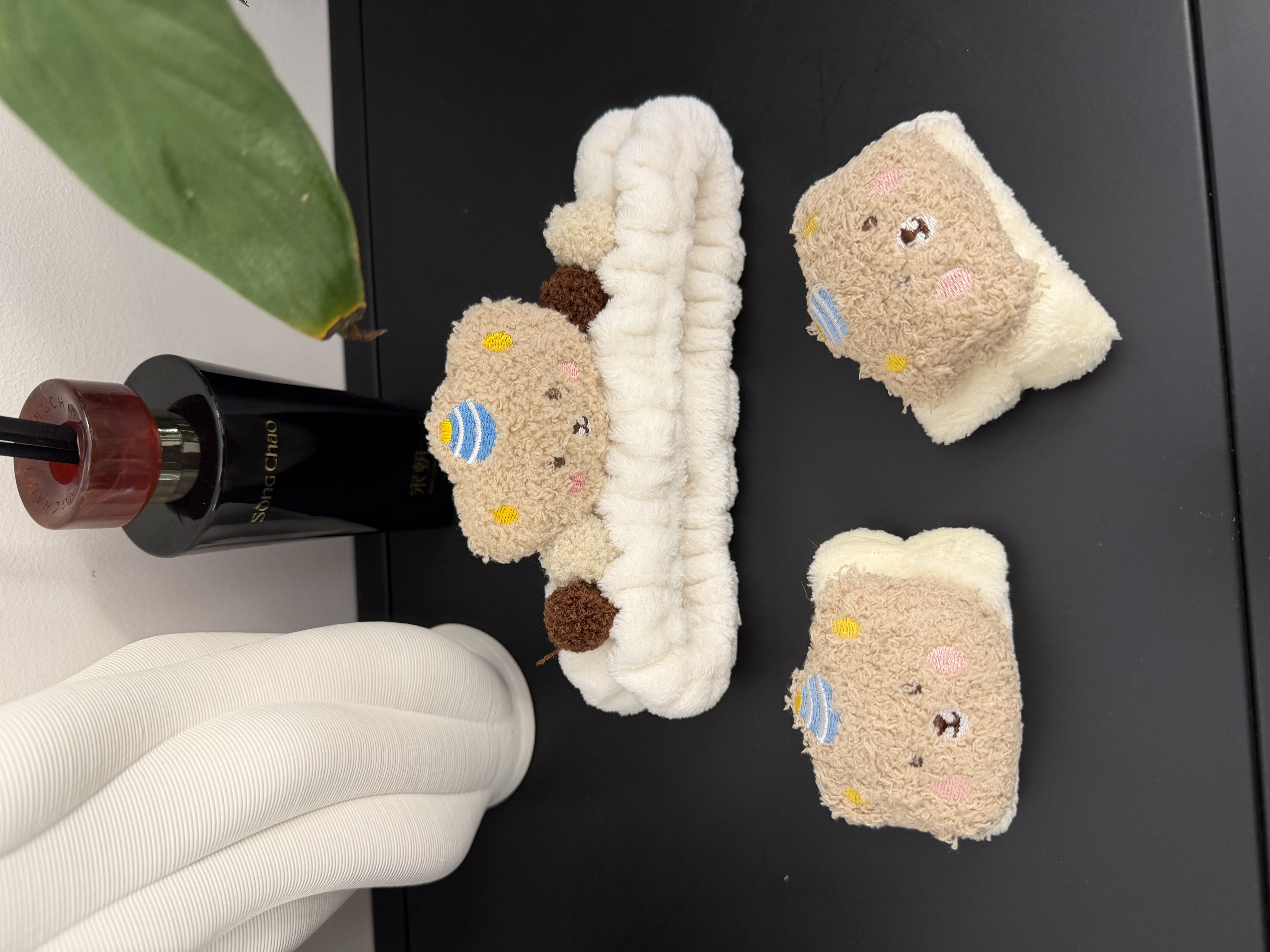 范爷家可爱小熊洗脸3件套防水神器发带手腕带防湿袖学生宿舍洗漱手环 实拍图