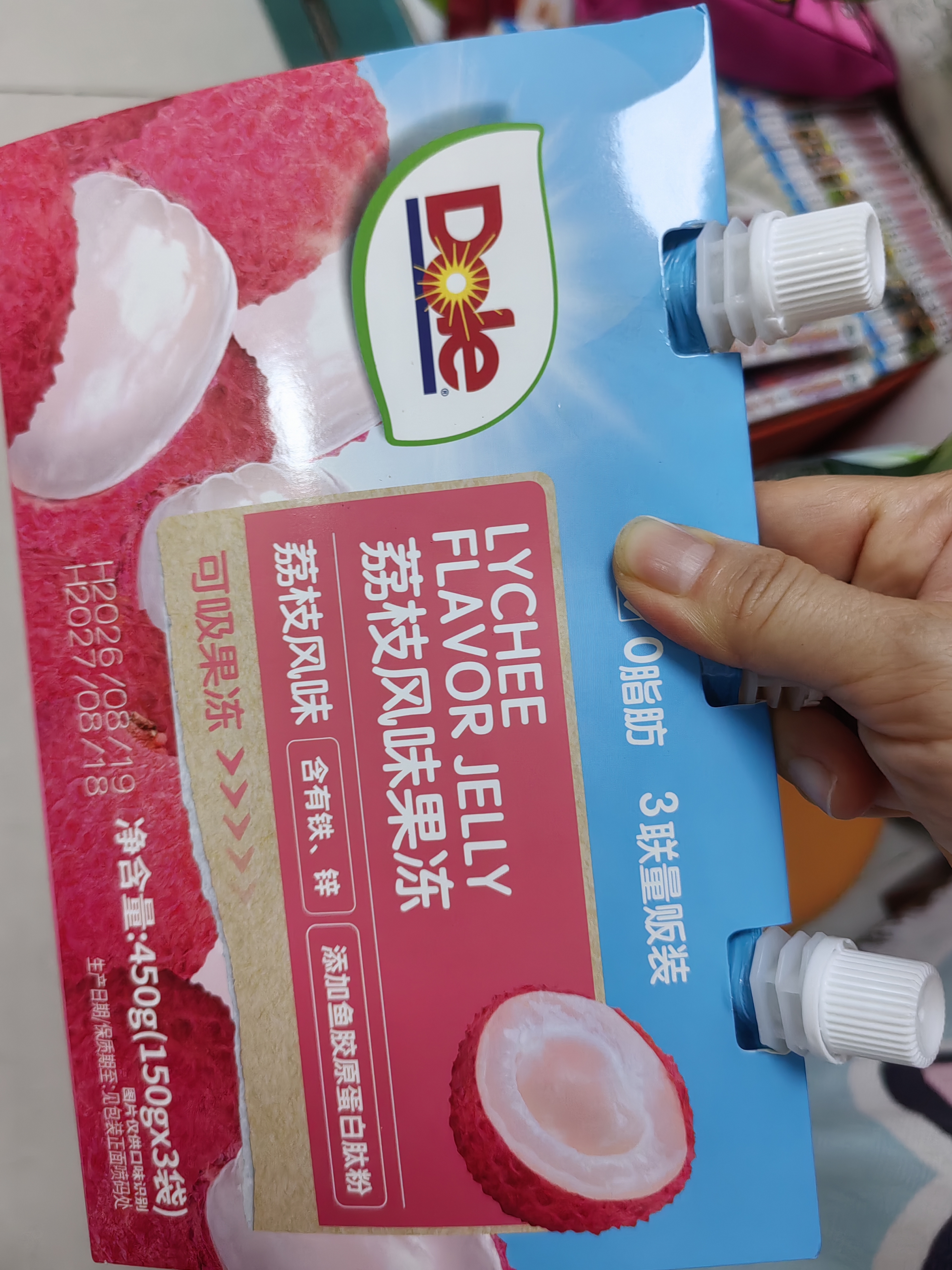 都乐 荔枝风味果冻3袋装450g 实拍图