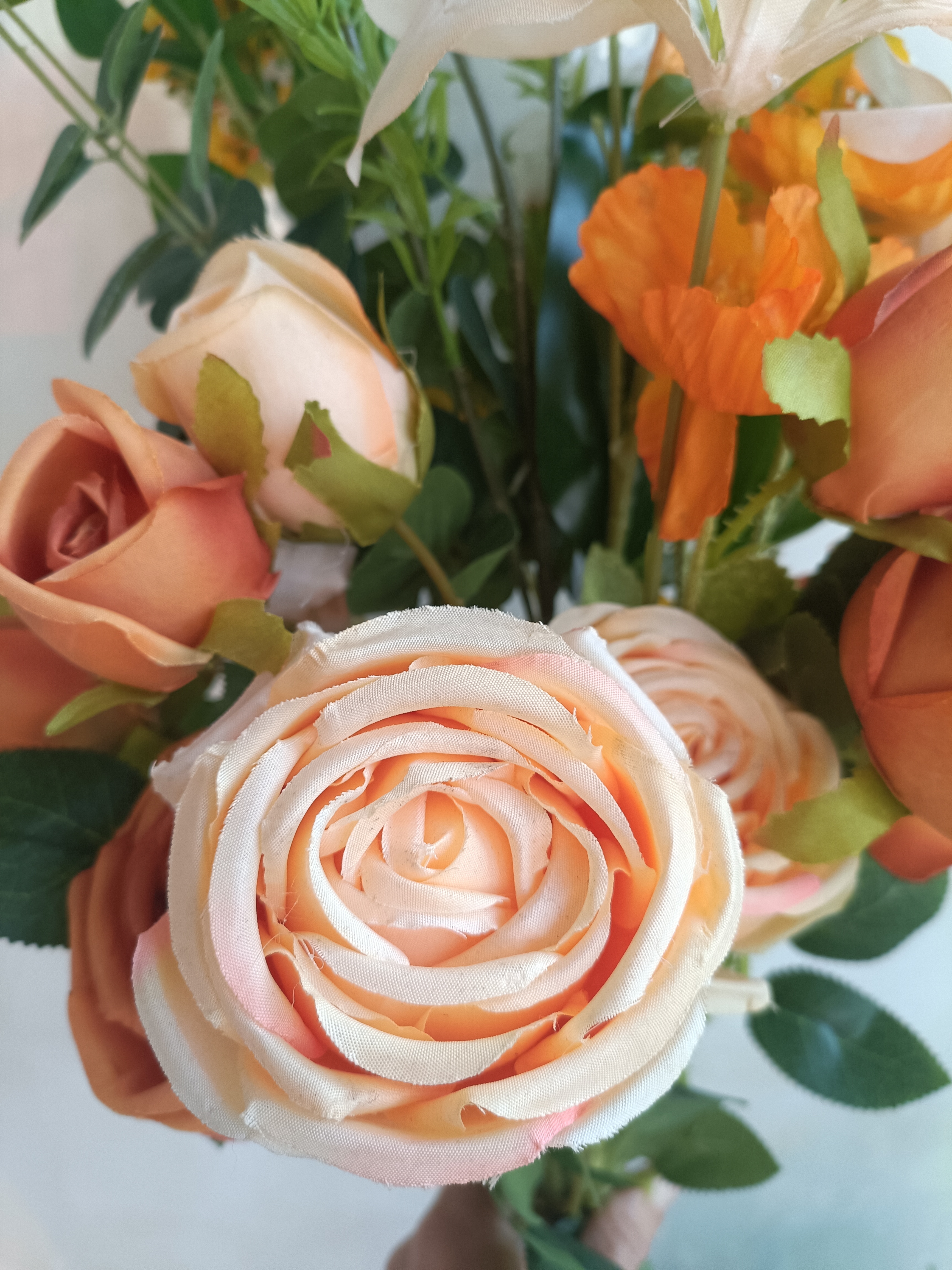 京东鲜花仿真绢花花束橘色玫瑰花假花拍照手捧花民宿酒店插花摆设装饰轻奢 实拍图