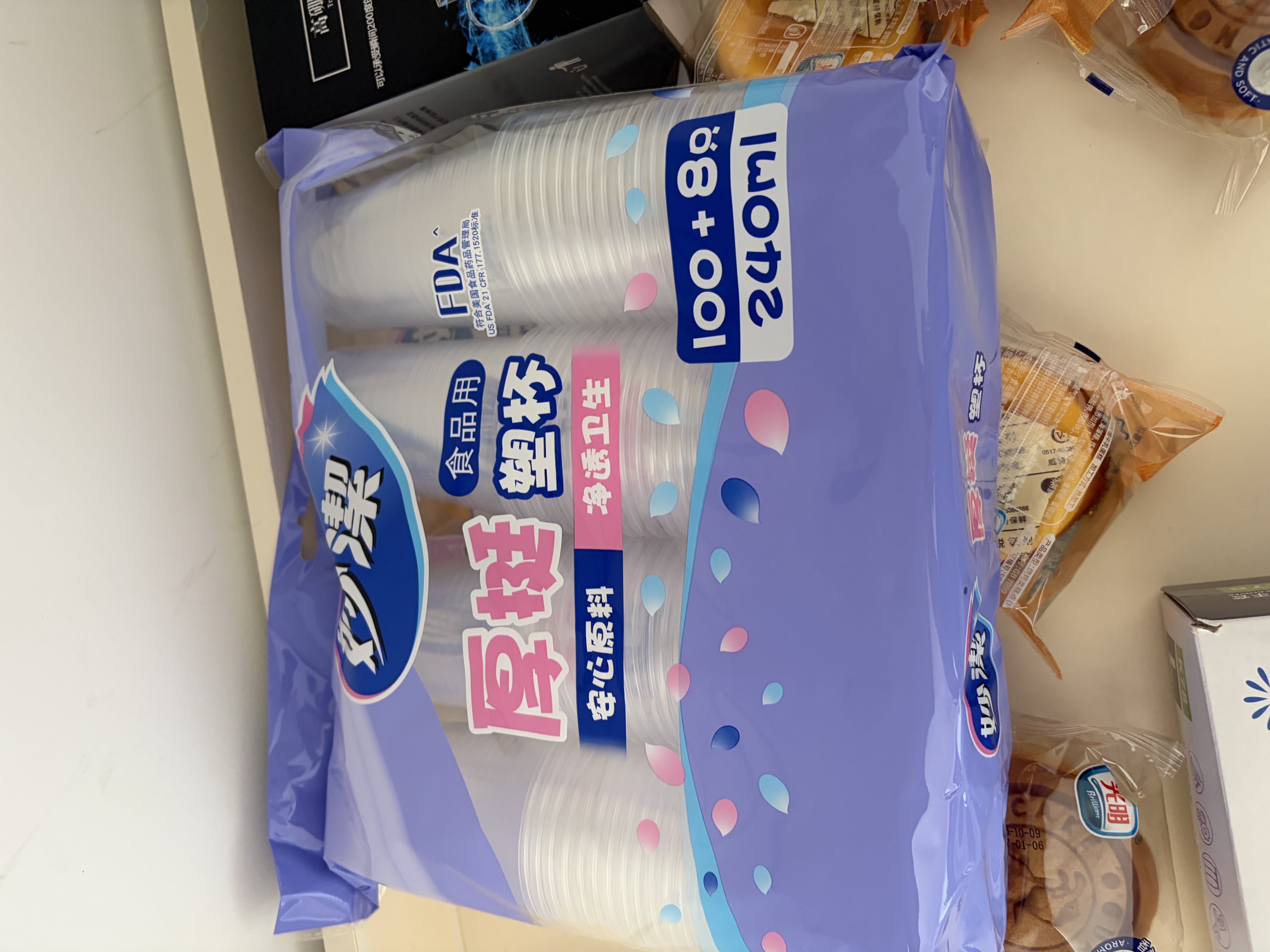 妙洁 塑料一次性杯子 茶水太空航空食品级透明加厚 108只*240ML 实拍图