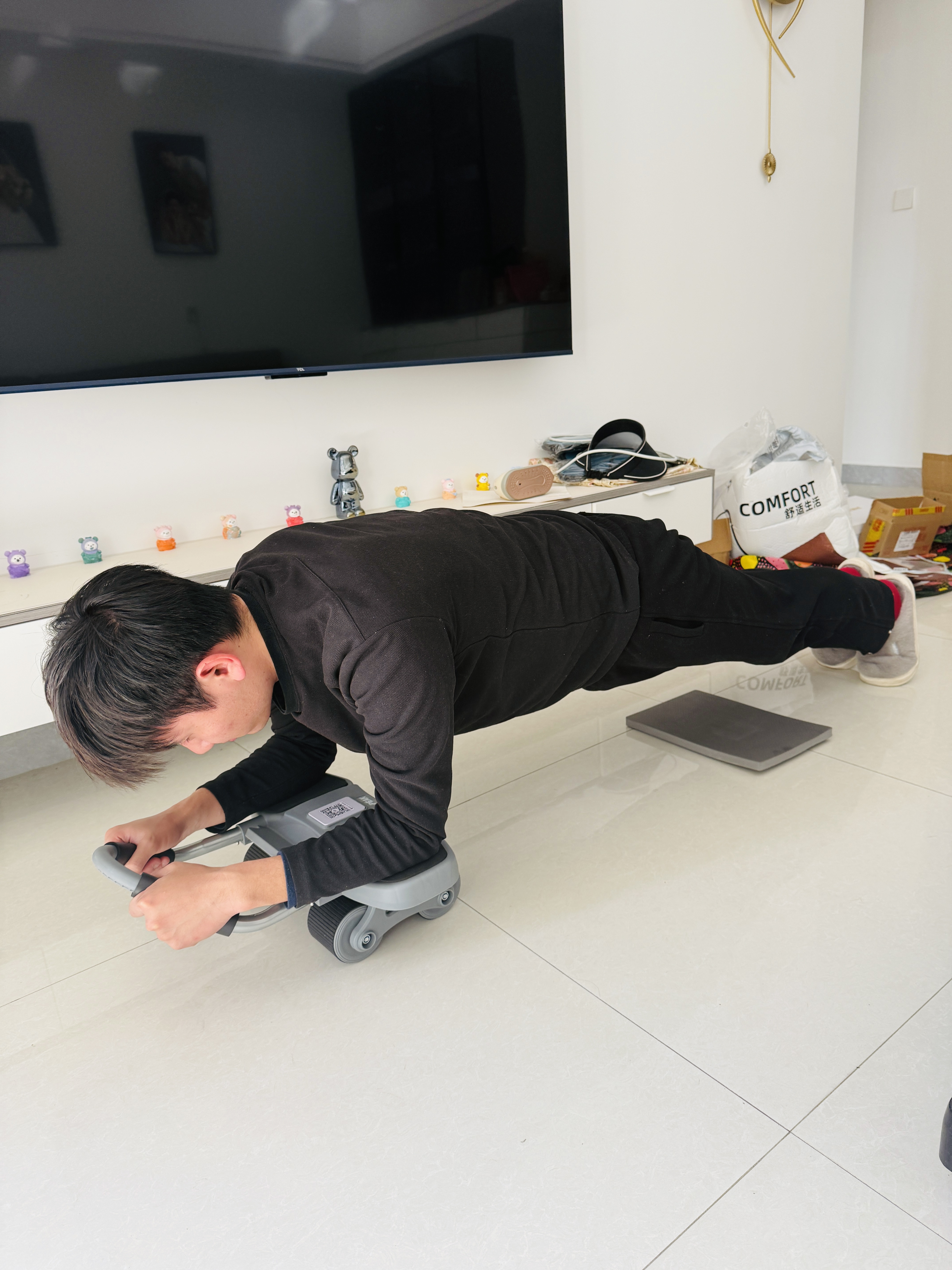 匹克（PEAK）四轮健腹轮自动回弹肘撑跪垫带辅助卷腹肌轮收腹瘦肚健身器材家用 实拍图