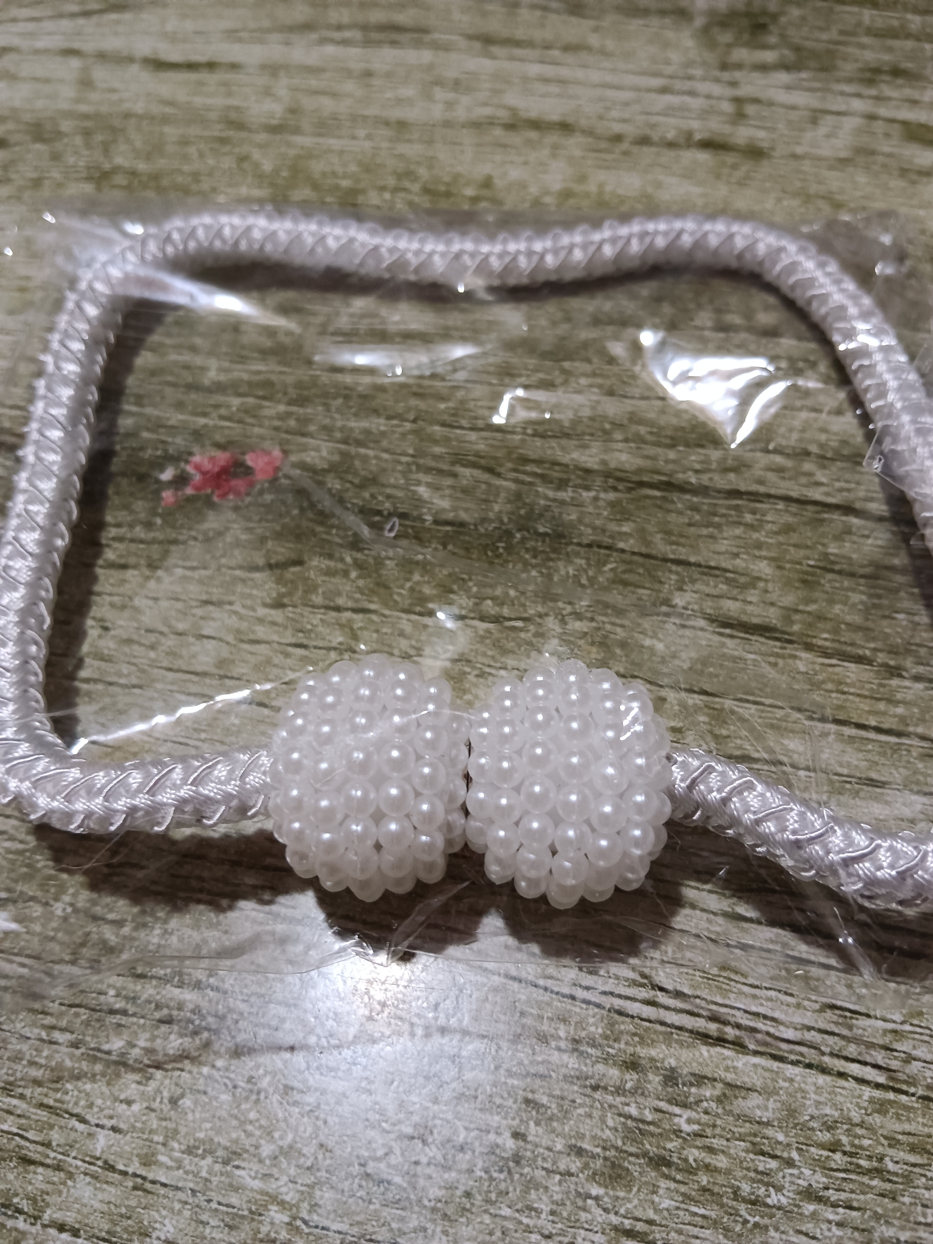 窗帘绑带一对装绑绳窗帘扣环扣绑饰床帘收纳绳磁吸珍珠扎束固定 窗帘绑带-米色1对2个装 无规格 实拍图