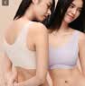 ubras【2件装】无尺码免拆内衣女V领后U背心无钢圈文胸罩无痕舒适包裹 奶盐蓝+燕麦奶 均码 （A-C杯） 实拍图
