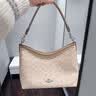 蔻驰（COACH）奥莱女士女包经典标志LAUREL 31号流浪包单肩斜挎包腋下礼物秋季 （升级款）SV/沙黄色/灰褐色 实拍图