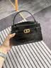 CHARLES&KEITH鳄鱼纹凯莉包手提斜挎婚包包女包生日礼物送女友CK2-50270880-1 Black黑色 S 实拍图