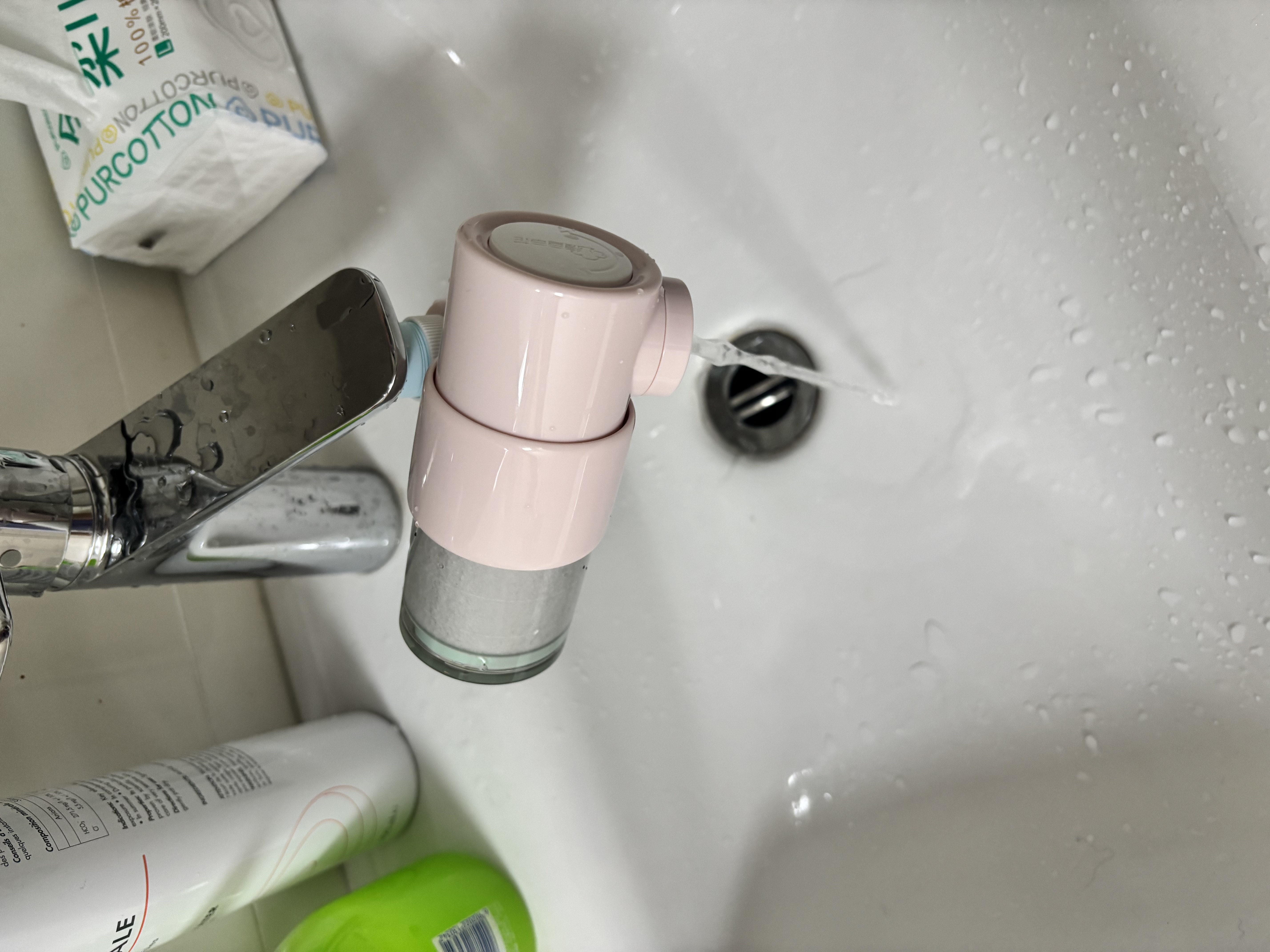 复旦申花水叮当纳湃水龙头过滤器卫生间洗脸净水器自来水净化除氯洗漱 桃花嫣-标配机含1支纳湃ACF滤芯 实拍图