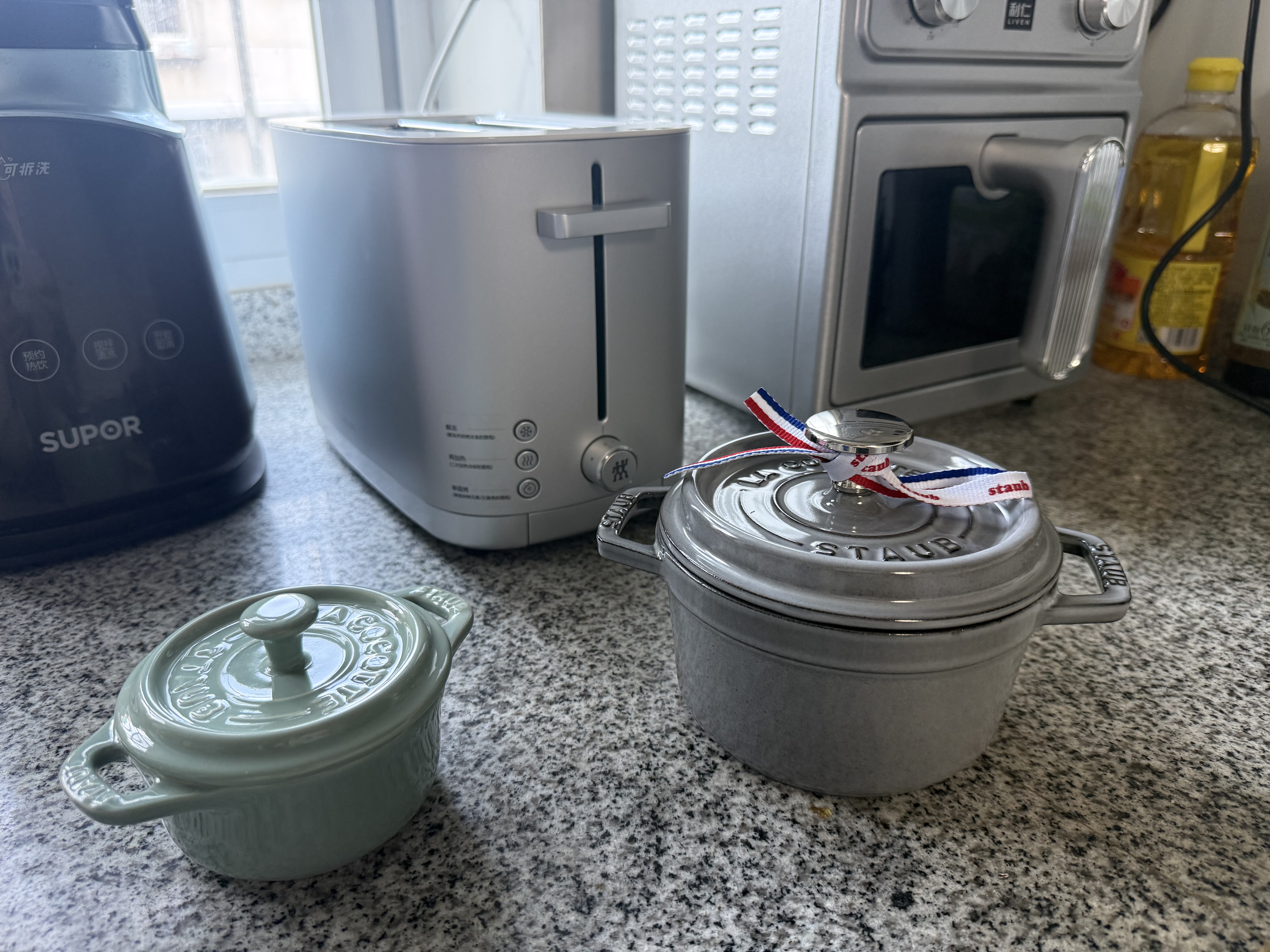 珐宝（staub） 陶瓷小碗蒸蛋碗布丁碗甜品碗宝宝辅食碗炖盅炖汤盅饭碗带盖 圆形小盅尤加利绿10cm 实拍图