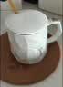 几物森林 陶瓷马克杯带盖大容量咖啡杯情侣杯牛奶杯早餐水杯男女茶杯白色 实拍图