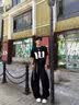 主意范（ZHUYIFAN）老钱风复古撞色格纹腰带弯刀西裤男秋冬宽松阔腿休闲裤子夹克套装 黑色升级款 送腰带(90%用户的选择) XL 130-145斤 实拍图