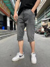 CHARLUOEL牛仔短裤男秋季薄款宽松潮牌韩版透气直筒休闲七分中裤子男士潮流 2156灰色 31 实拍图