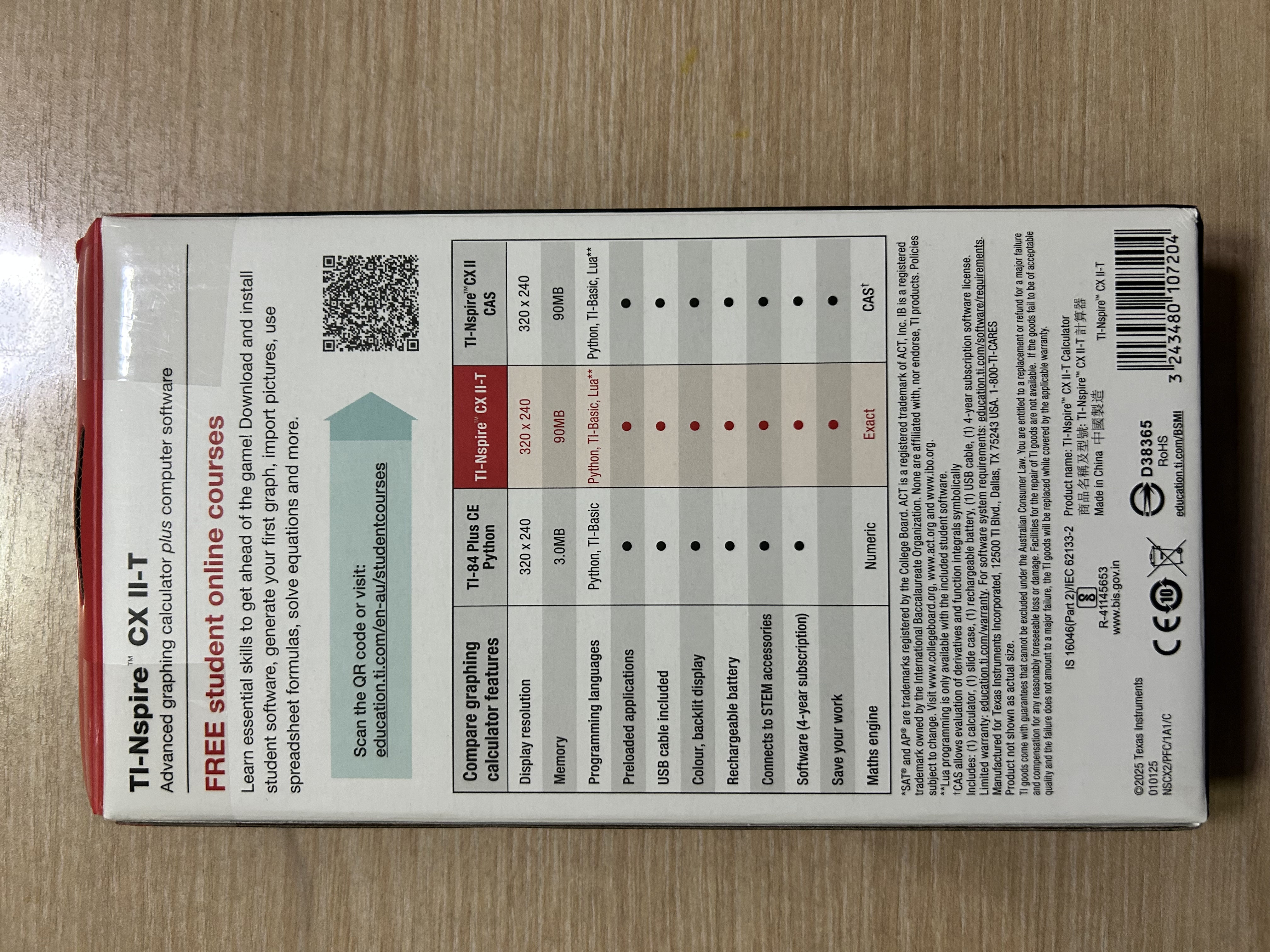 TEXAS INSTRUMENTS德州仪器TI-Nspire CX II 彩屏中英文编程图形计算器IB/AP/SAT国内外考试 实拍图