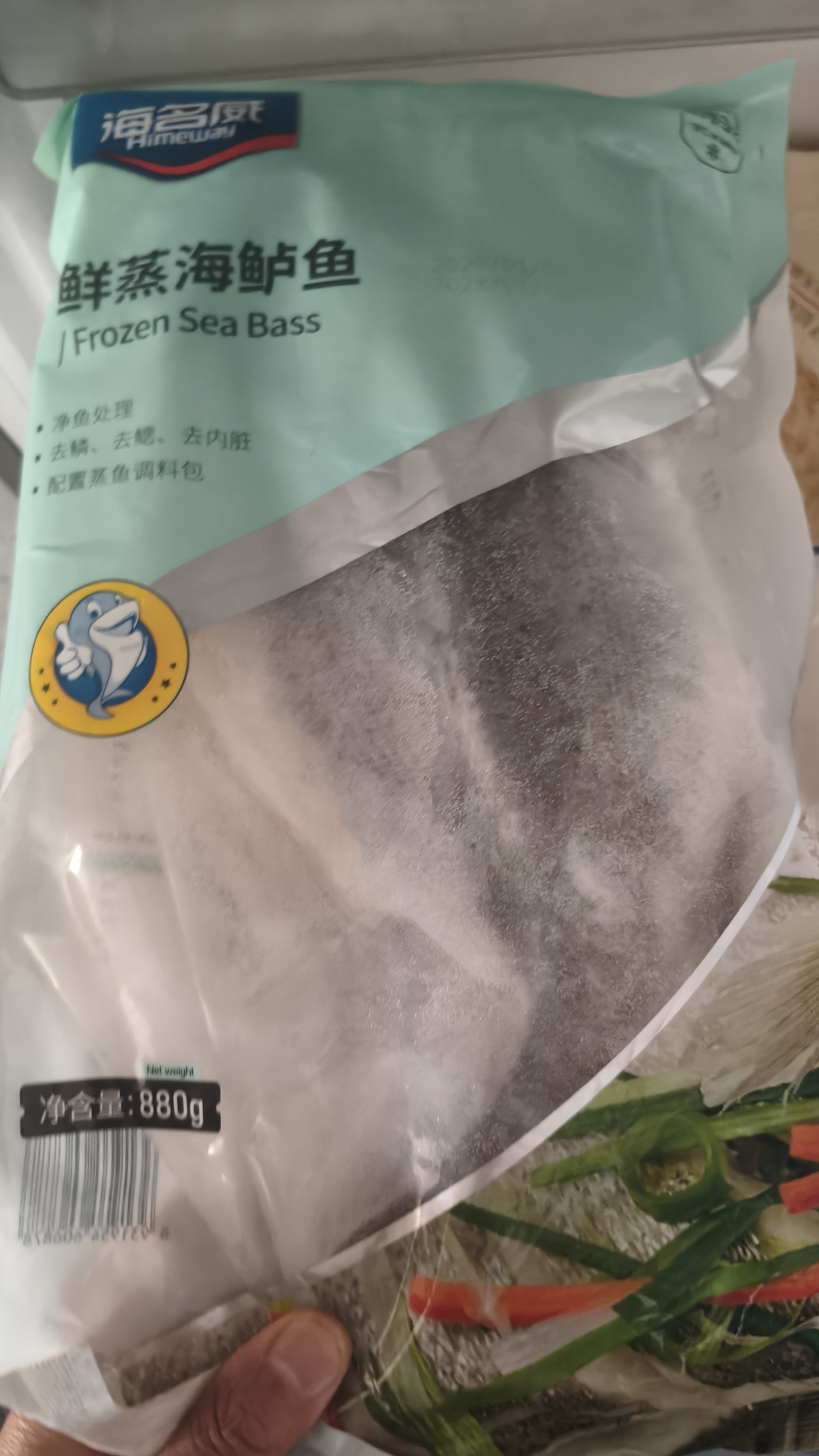 海名威 冷冻三去海鲈鱼880g/2条 (配料包) 深海鱼 生鲜鱼类 海鲜水产 实拍图