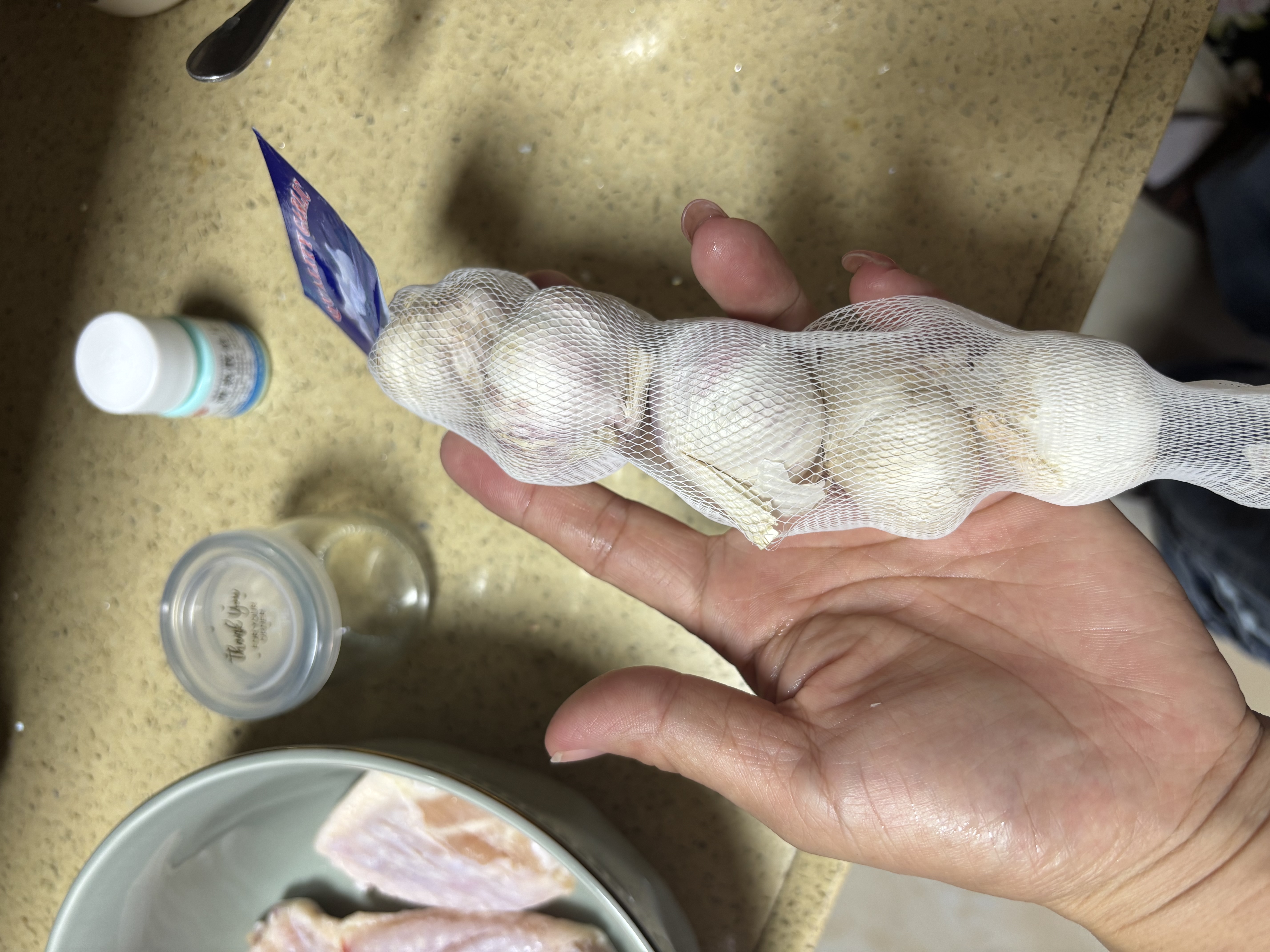 大蒜精装出口蒜出蔬菜水果调料牛肉生蚝小龙虾食材 山东出口标准网兜装袋5头 净重110g 中果直径4cm 实拍图