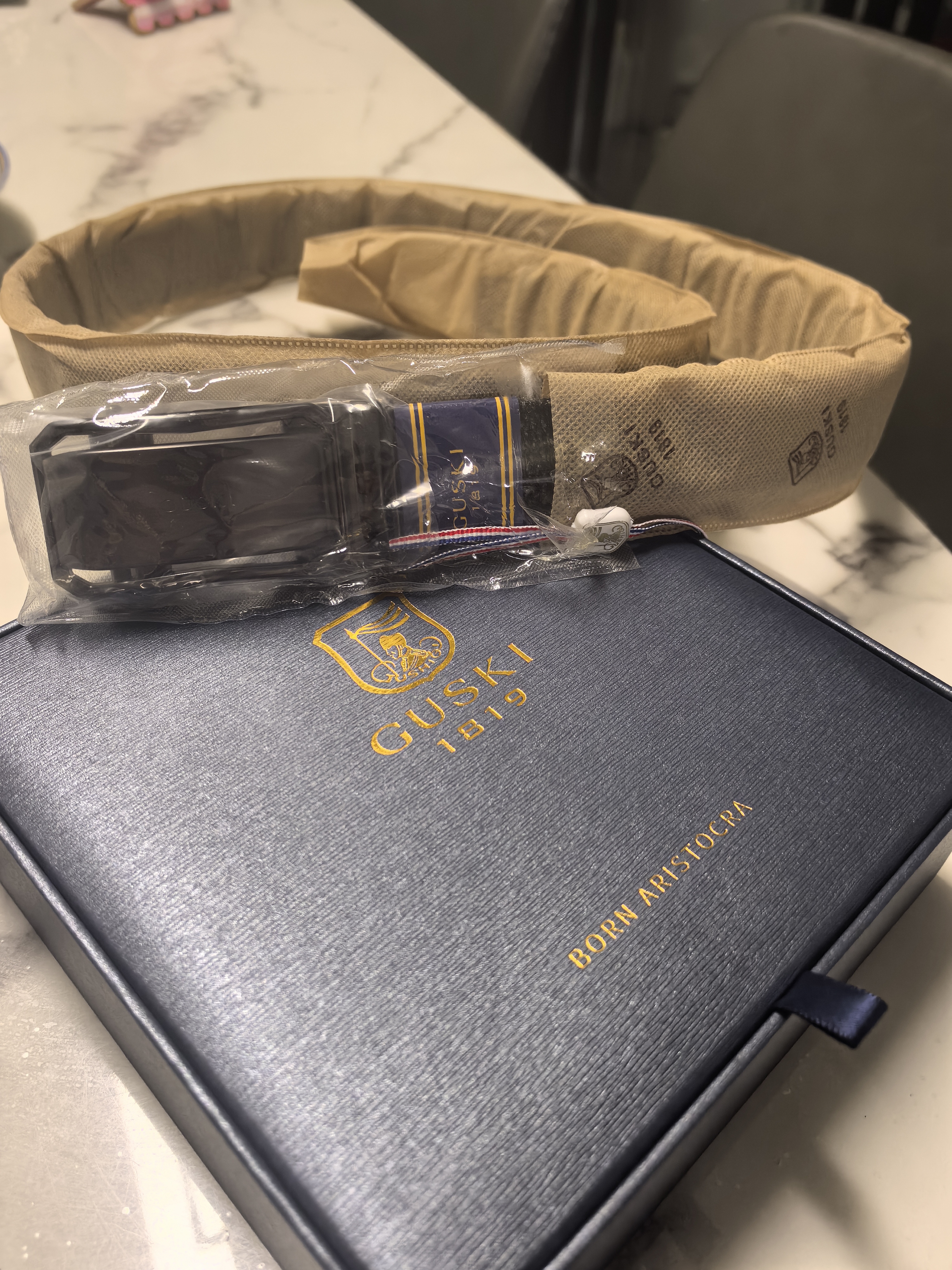 古士旗品牌男士皮带男真皮自动扣腰带商务裤带礼盒生日礼物送男友老公 实拍图