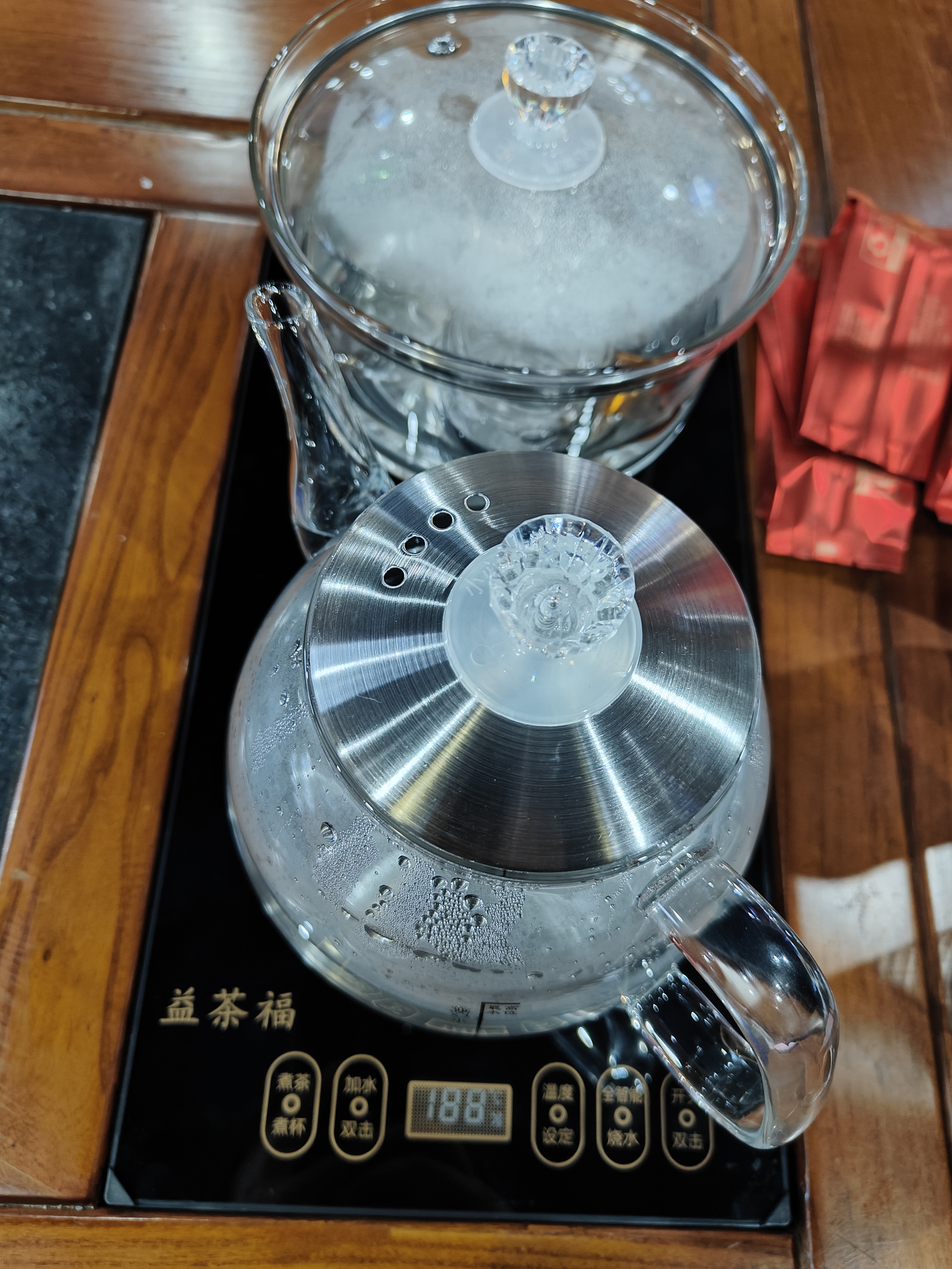 益茶福全自动上水电热水壶底部上水嵌入式茶台功夫茶烧水壶饮水烧水一体机抽水玻璃煮茶壶保温泡茶壶 1L SQ-008玻璃套装 实拍图