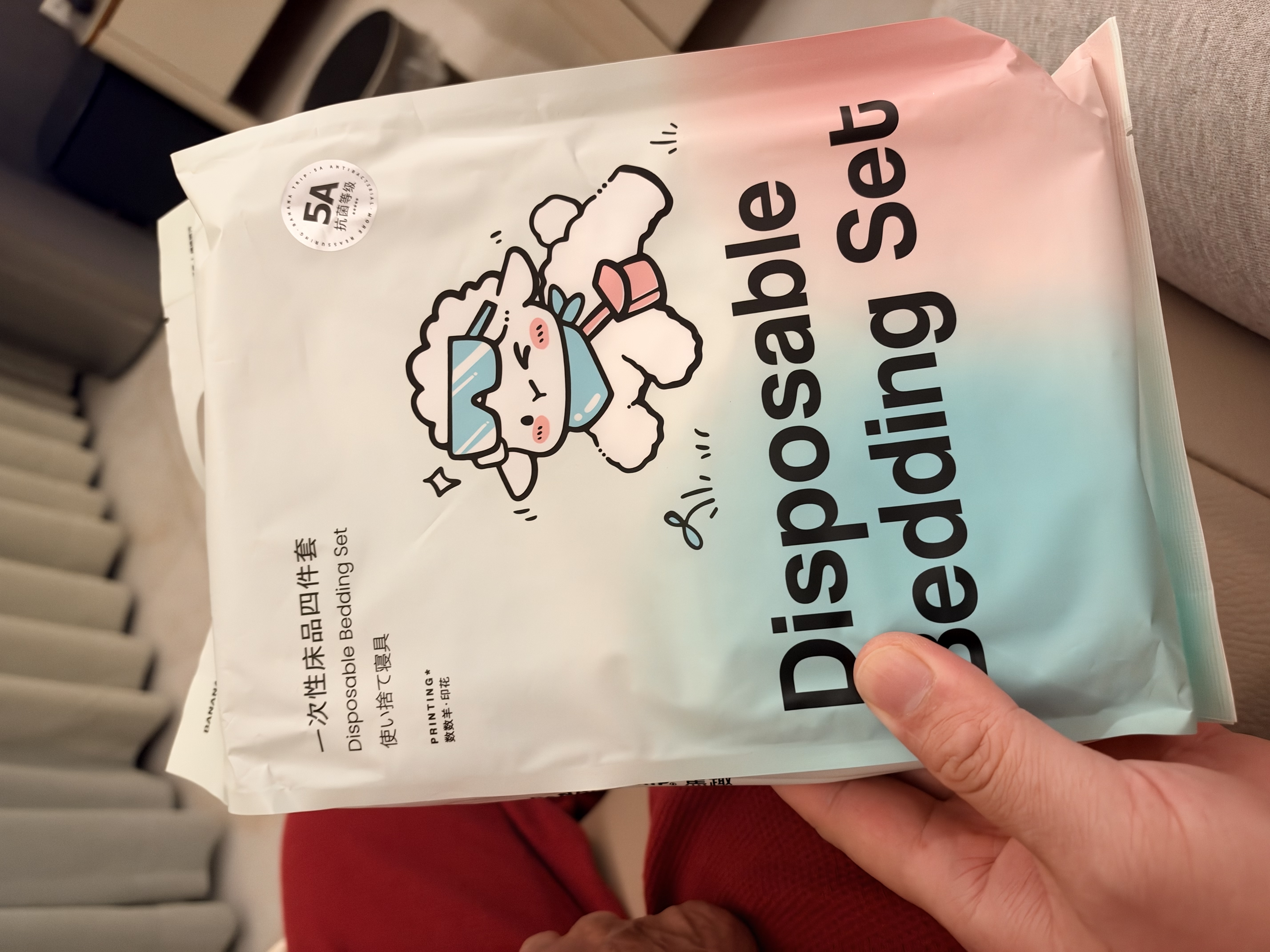 蕉趣（BANANA TRIP）一次性床上四件套加厚双人床单被罩枕套旅行隔脏酒店用品印花套装 实拍图