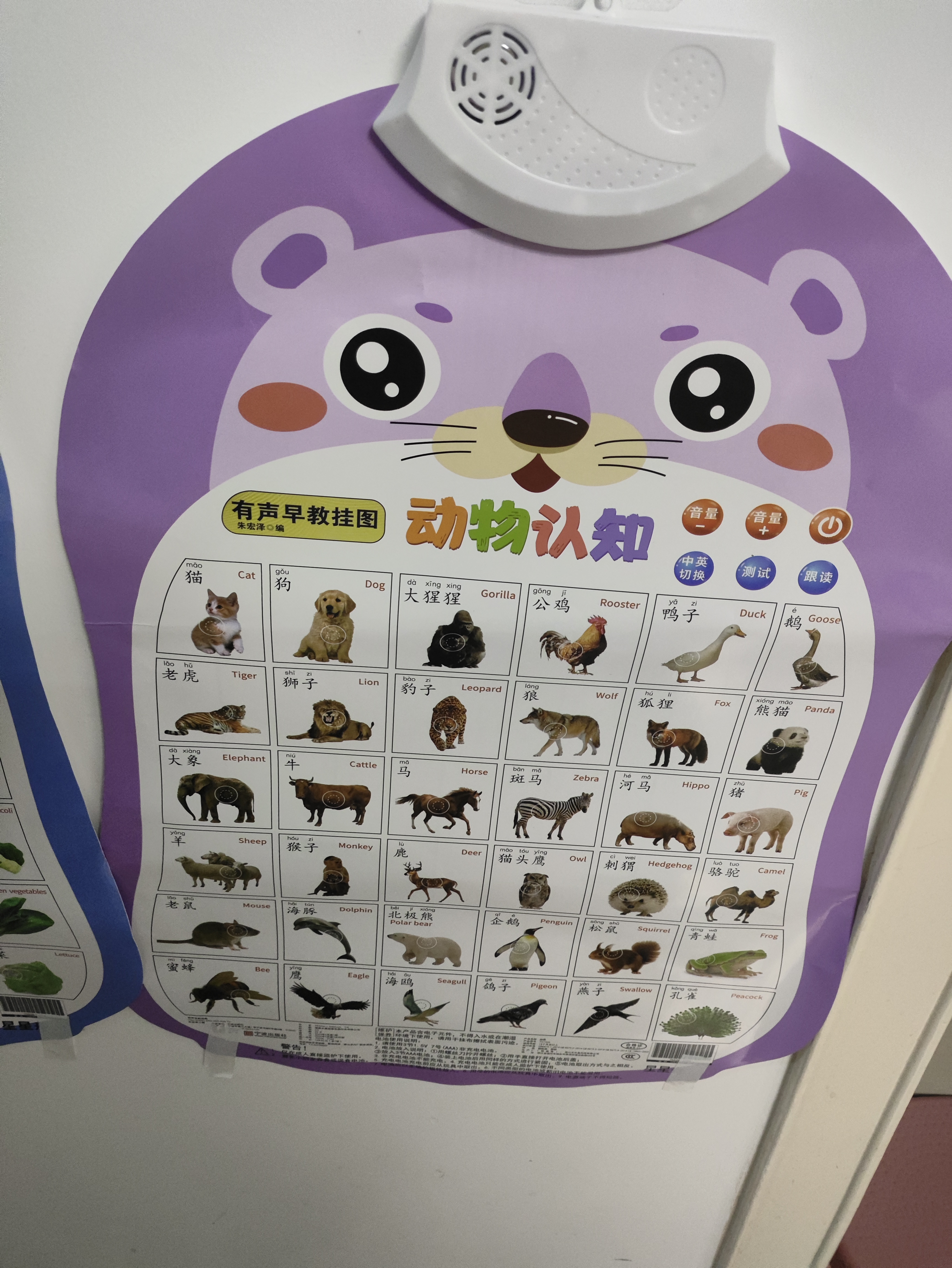 星星舟婴幼儿有声早教挂图玩具儿童拼音表认知看图识物点读发声墙贴 动物认知【单张】 实拍图