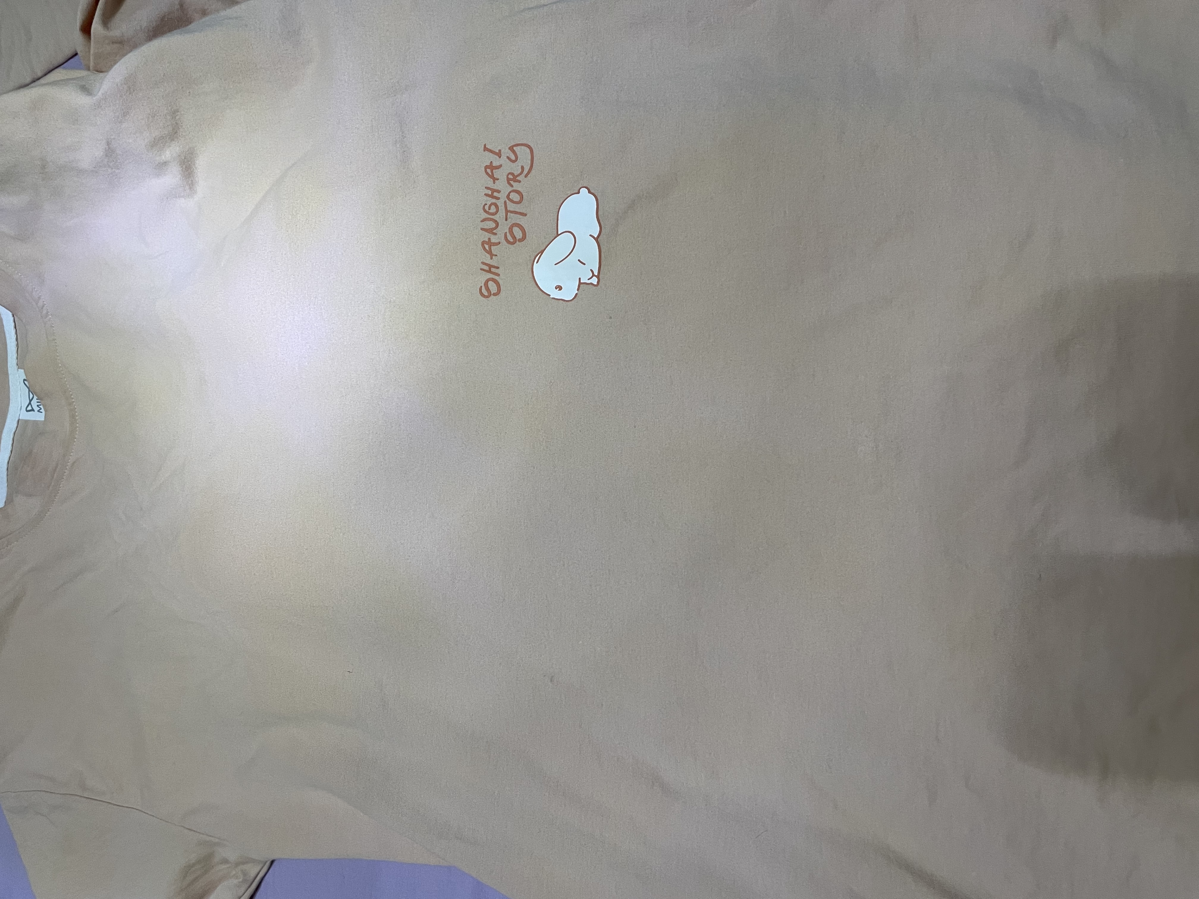 猫人睡衣女士100%纯棉长袖纯色带胸垫简约宽松睡裙家居服虾粉L 实拍图