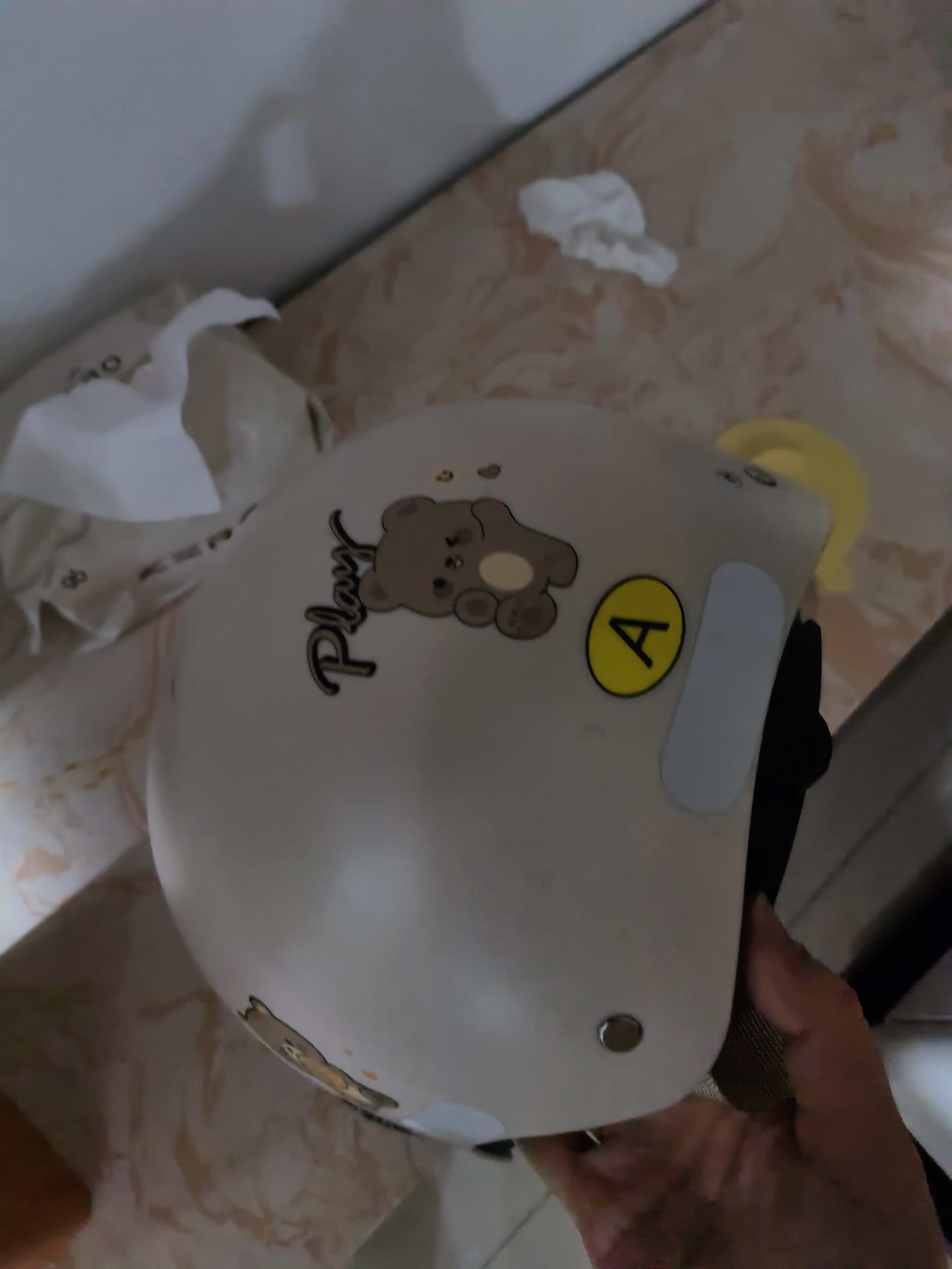 爱玛电动车头盔男女防晒夏盔电摩托车半盔四季通用电瓶车安全帽A类3C认证 开心小熊-浅卡其 实拍图