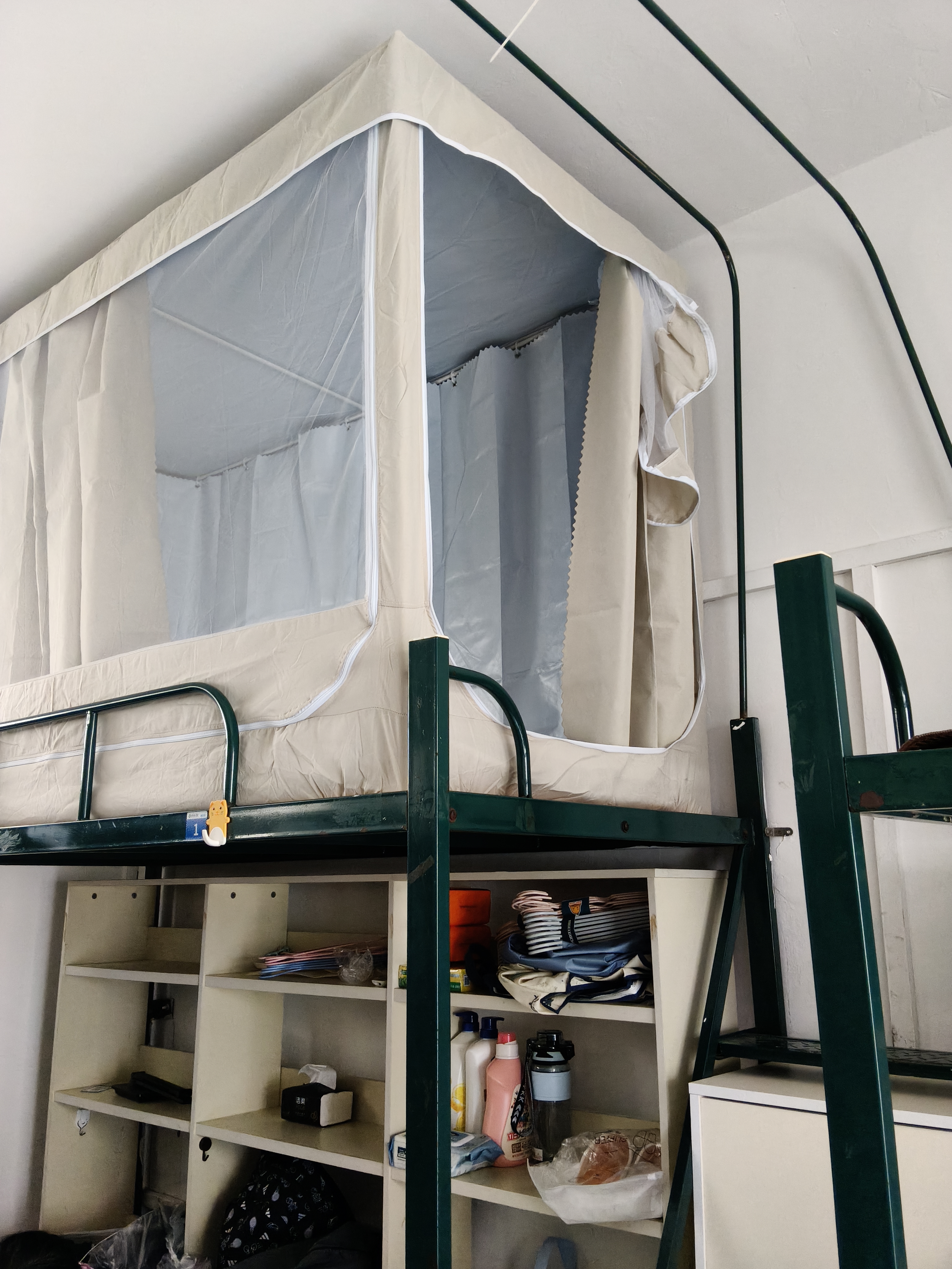 一棉缘（cottonfaith）学生宿舍强遮光床帘防尘蚊帐一体式上下铺通用 高伸缩三开门 0.9m 实拍图