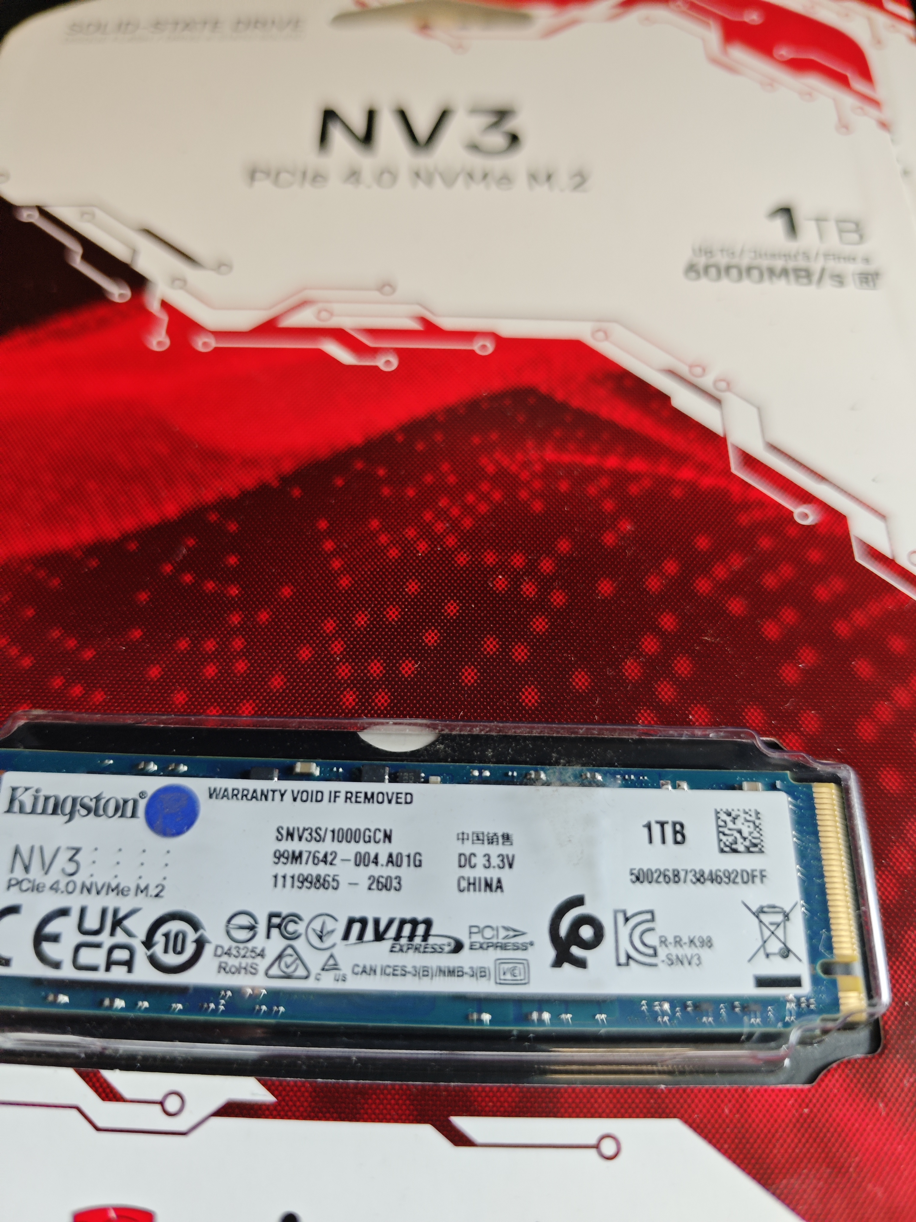 金士顿（Kingston）1TB SSD固态硬盘 M.2(NVMe PCIe 4.0×4) NV3系列 读速6000MB/s AI 电脑配件 实拍图