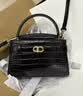 CHARLES&KEITH鳄鱼纹凯莉包手提斜挎婚包包女包生日礼物送女友CK2-50270880-1 Black黑色 S 实拍图