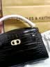 CHARLES&KEITH鳄鱼纹凯莉包手提斜挎婚包包女包生日礼物送女友CK2-50270880-1 Black黑色 S 实拍图