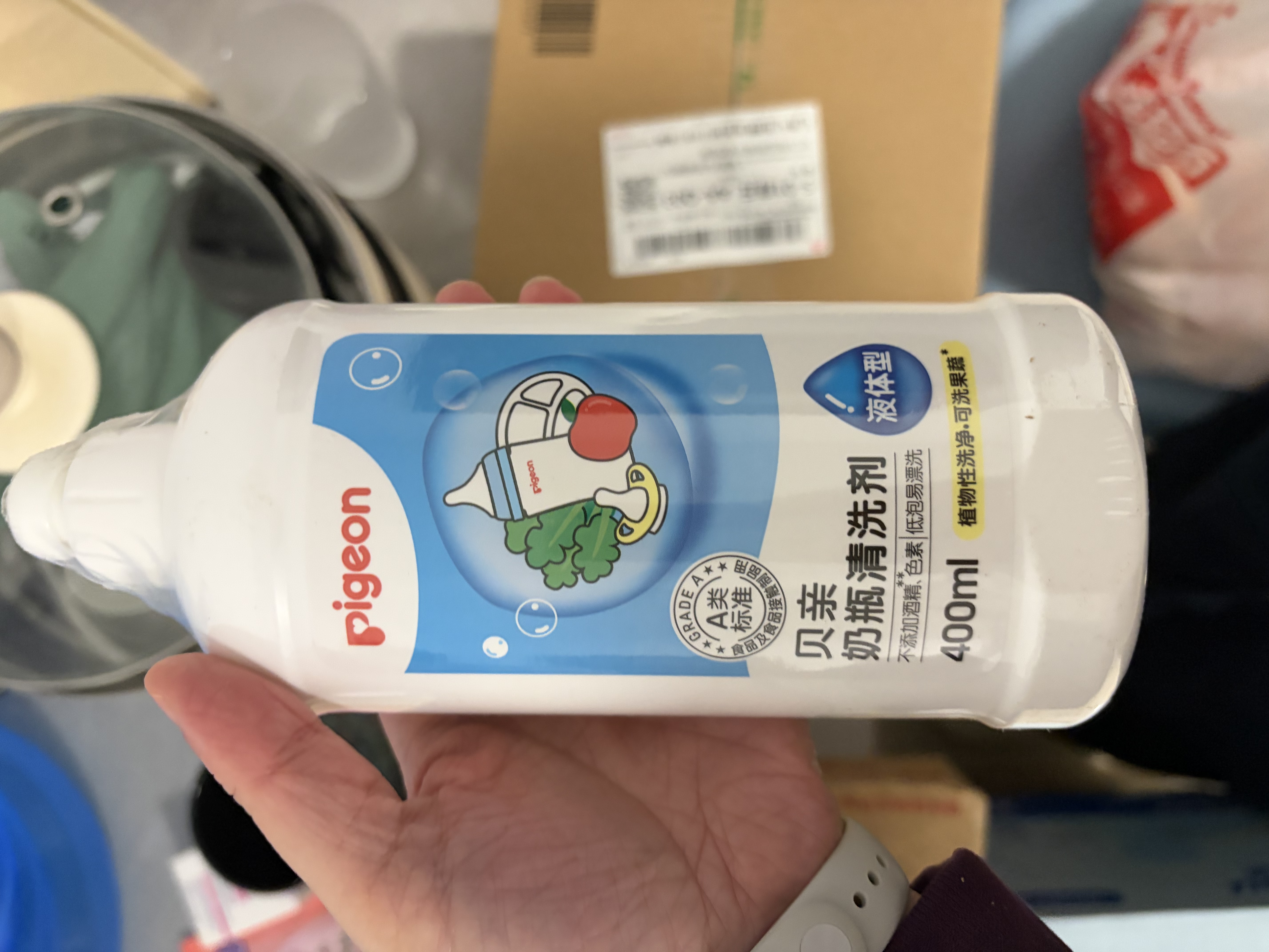贝亲（Pigeon）奶瓶清洗剂 婴儿专用 奶嘴玩具果蔬清洁 400ml MA26 实拍图