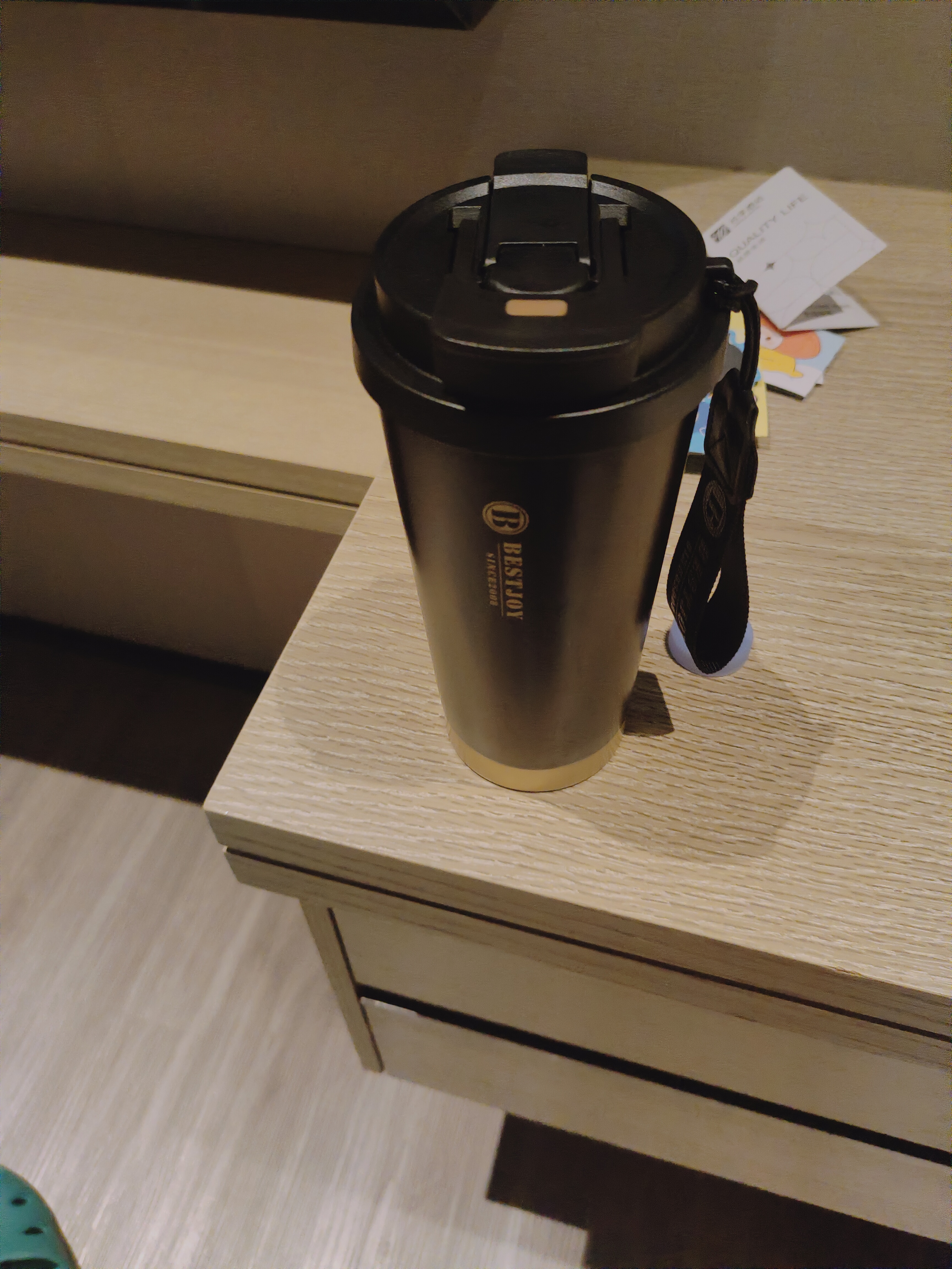 富光拾喜保温杯咖啡杯男女士陶瓷内胆随行杯学生吸管水杯子 黑色520ml 实拍图