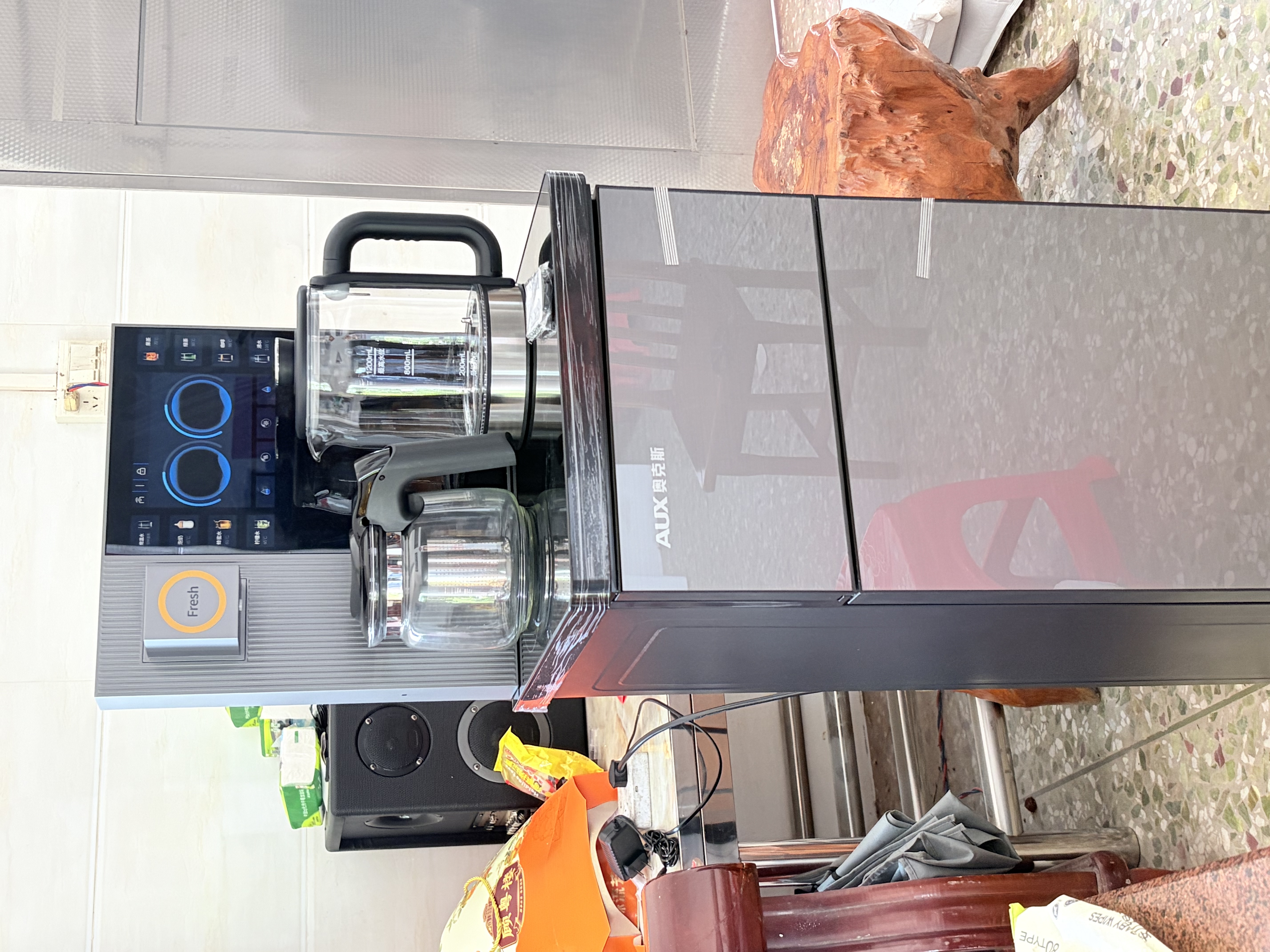 奥克斯（AUX）家用知温系列茶吧机多功能智能遥控大屏双显自动控温下置水桶立式饮水机烧水壶 知温系列丨下进水防溢丨316L水壶丨 制热型 实拍图