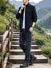 罗蒙（ROMON）外套夹克男士秋季潮流商务休闲厅局风行政立领上衣男装KJ11黑XL 实拍图