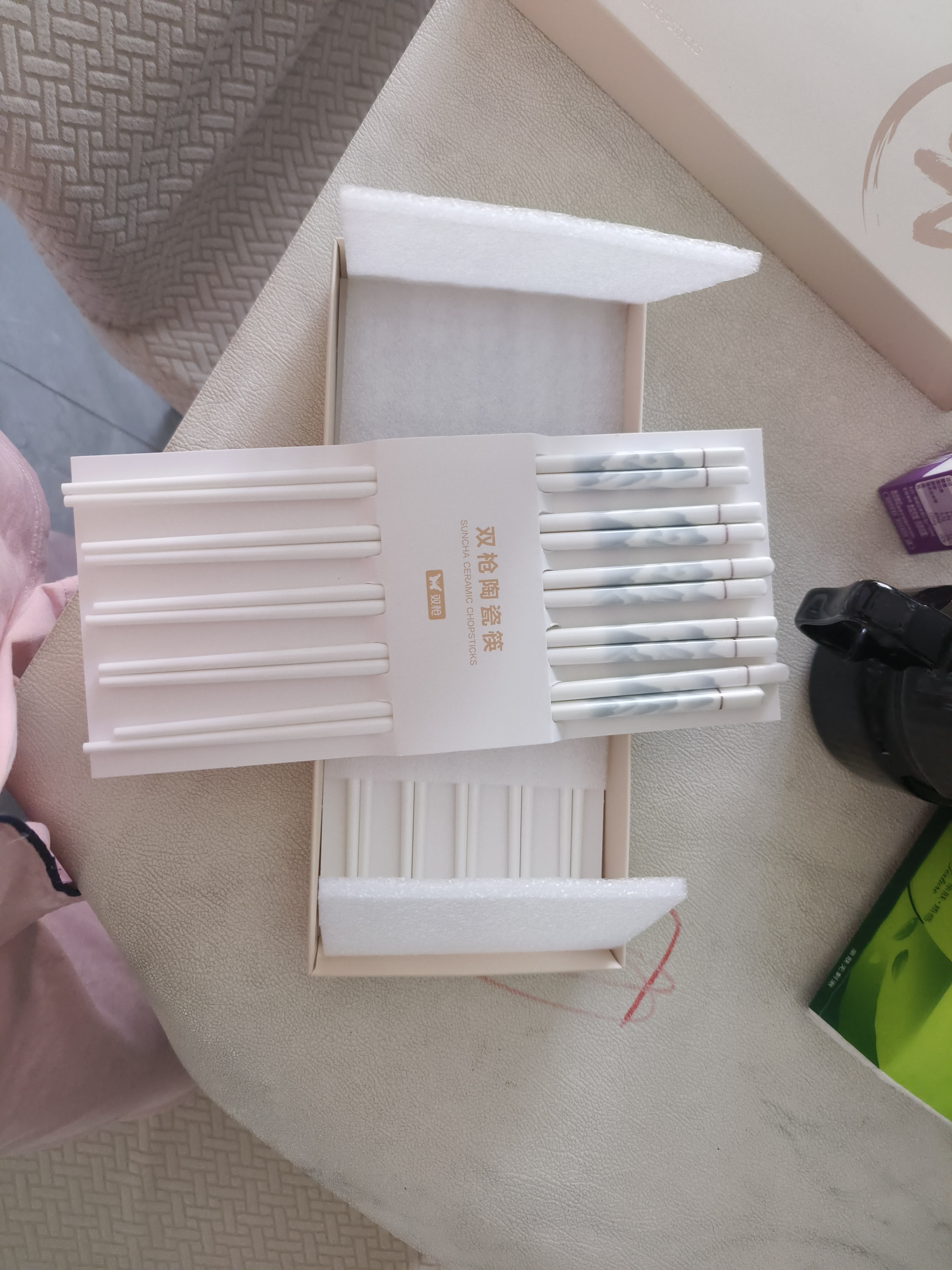 双枪家用陶瓷筷子食品接触级抗菌防霉  可进洗碗机 千里江山10双 实拍图
