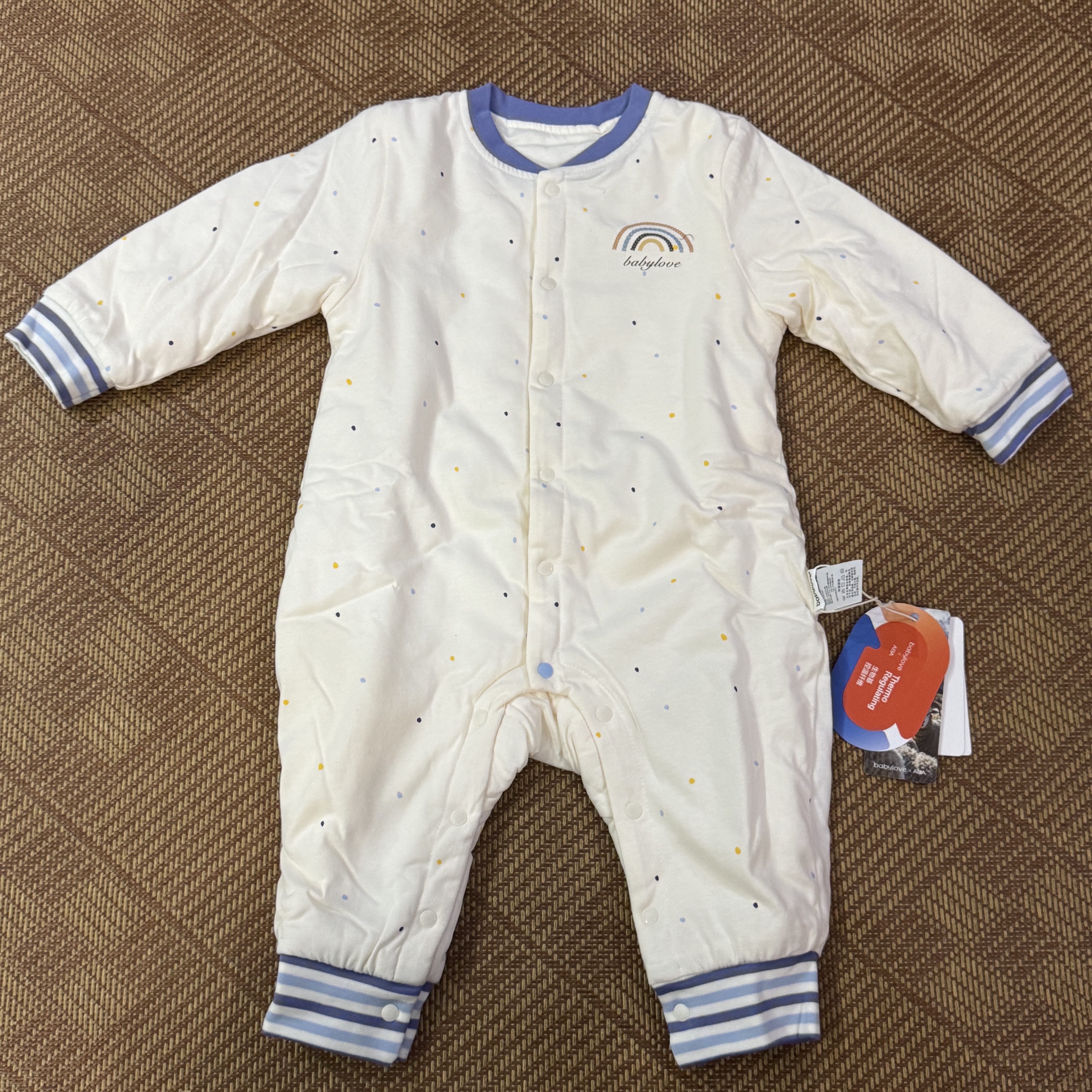 babylove【清仓】婴儿连体衣秋冬季衣服宝宝恒温保暖薄夹棉哈衣棉服 极光蓝 73cm 实拍图