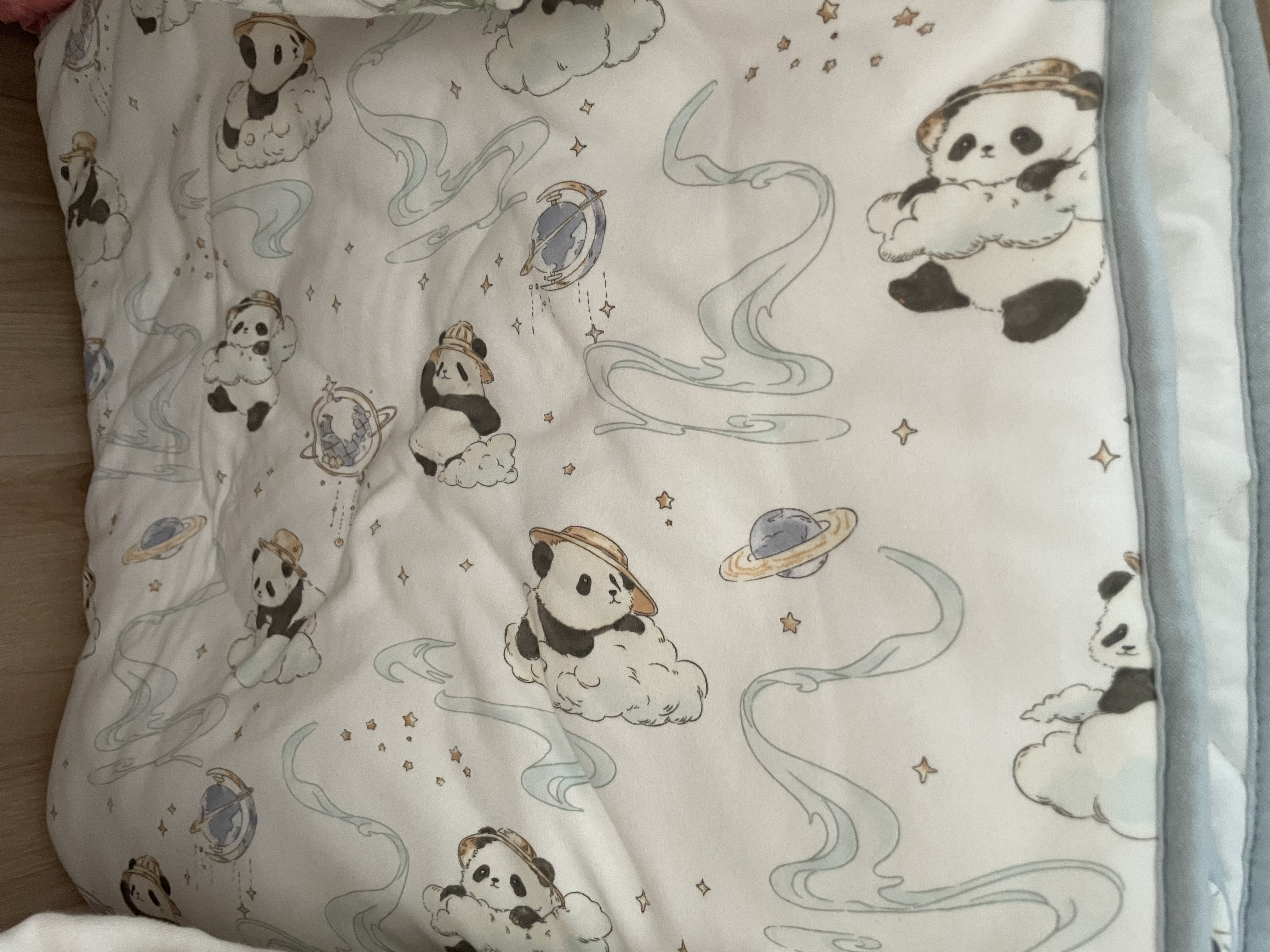 十月结晶婴儿抱被春秋襁褓宝宝产房包被四季通用厚夹棉 熊猫太空90*90 实拍图