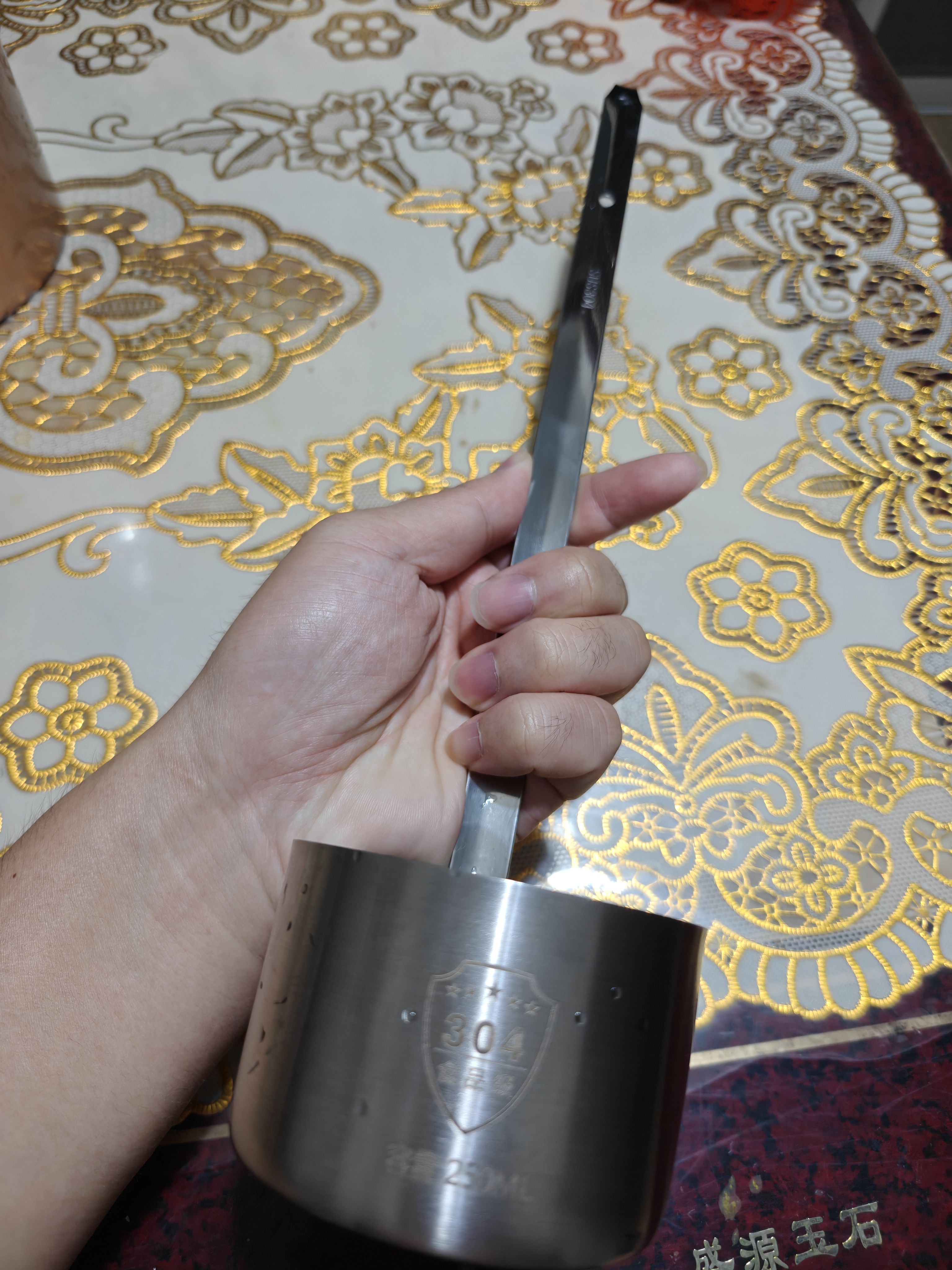 拜杰304不锈钢酒提子 量酒器酒吊打酒勺子打酒器打油勺半斤 250ml 实拍图