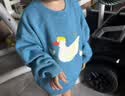 迷你巴拉（minibala）【艺术家联名】宝宝毛衣男女童冬季红色新年内搭针织衫 湖蓝80420 90 实拍图