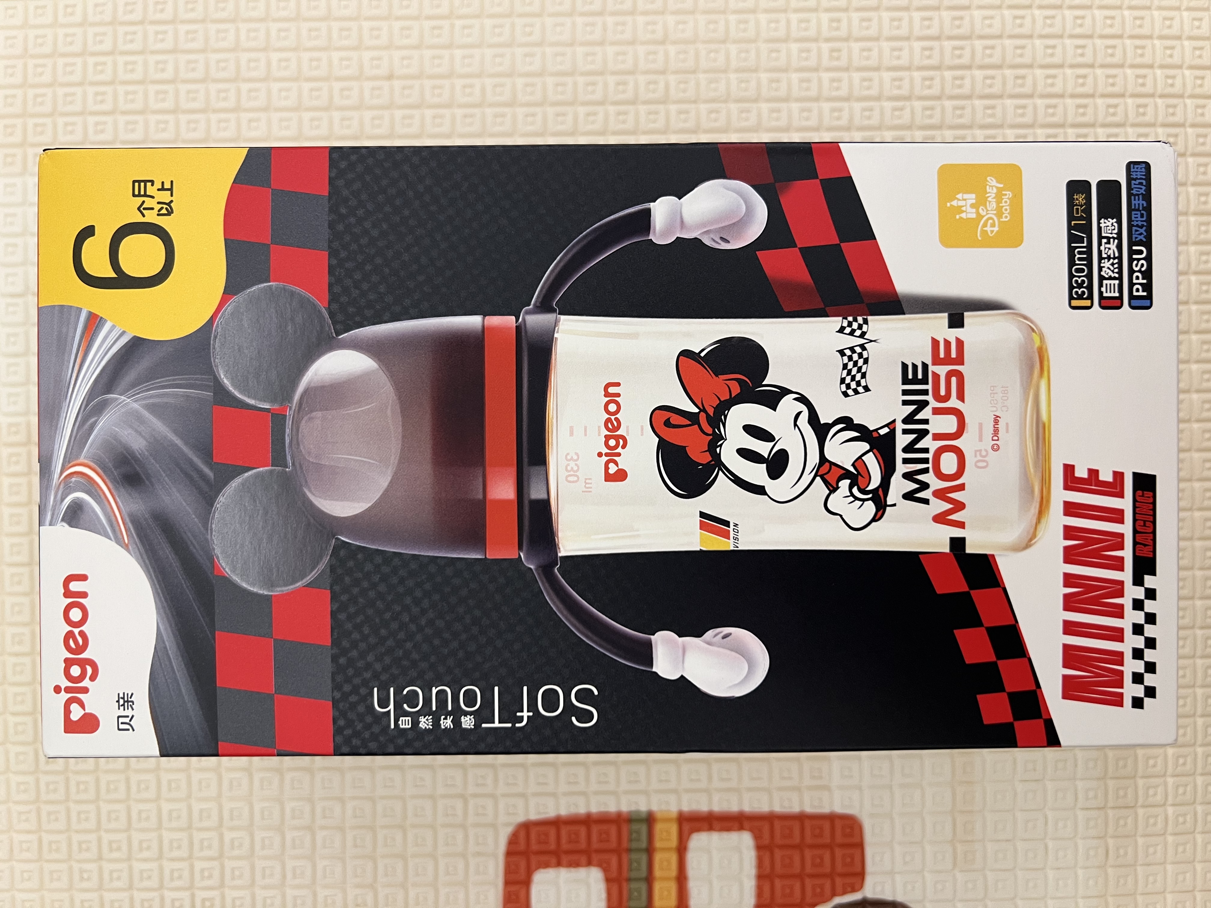 贝亲（Pigeon）PPSU双把手迪士尼赛车奶瓶330ml L号奶嘴 冲线米妮 6月+ AA288 实拍图
