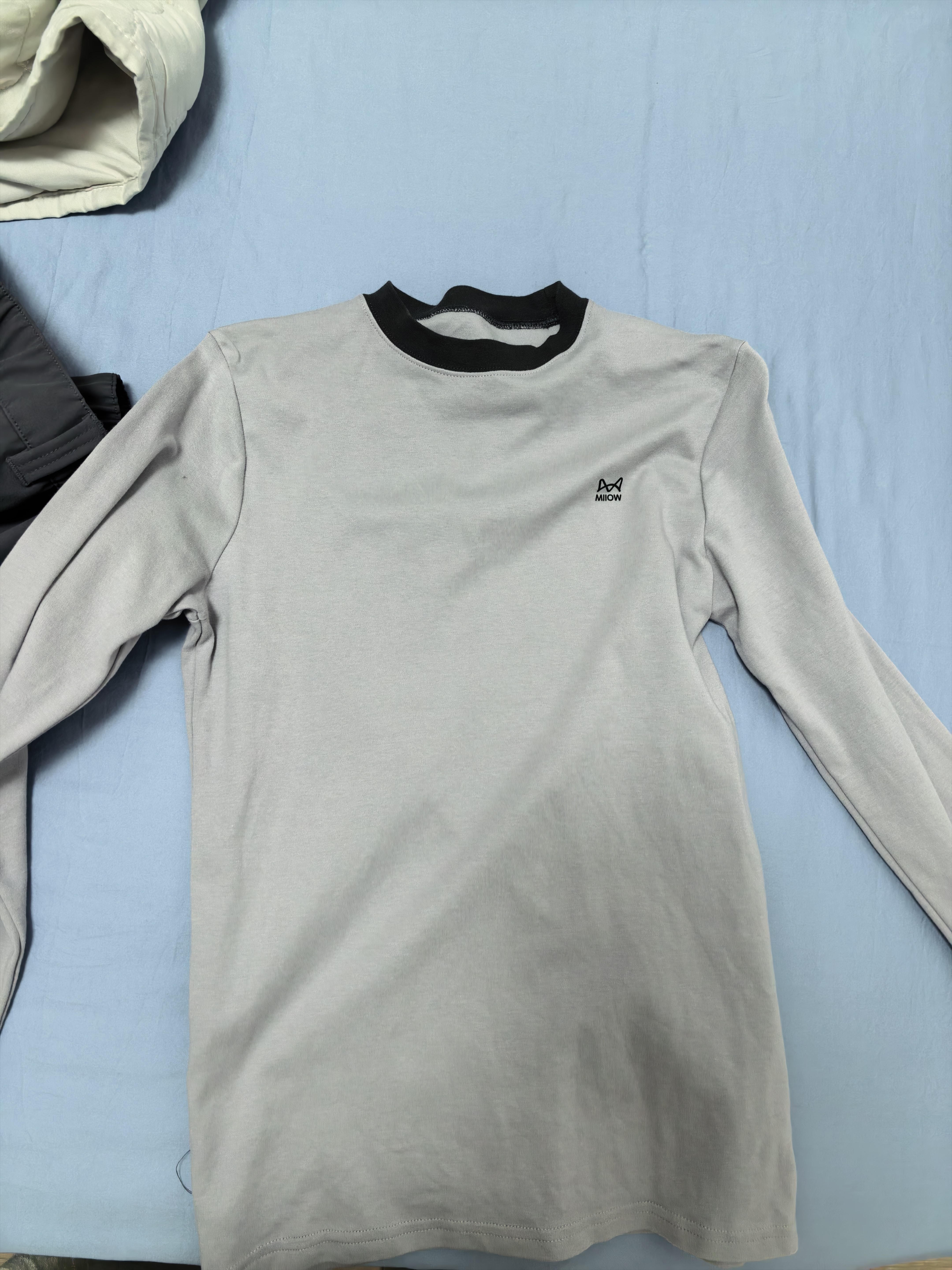 猫人儿童内衣套装纯棉男童秋衣秋裤半高领青少年打底内衣 浅灰 170 实拍图