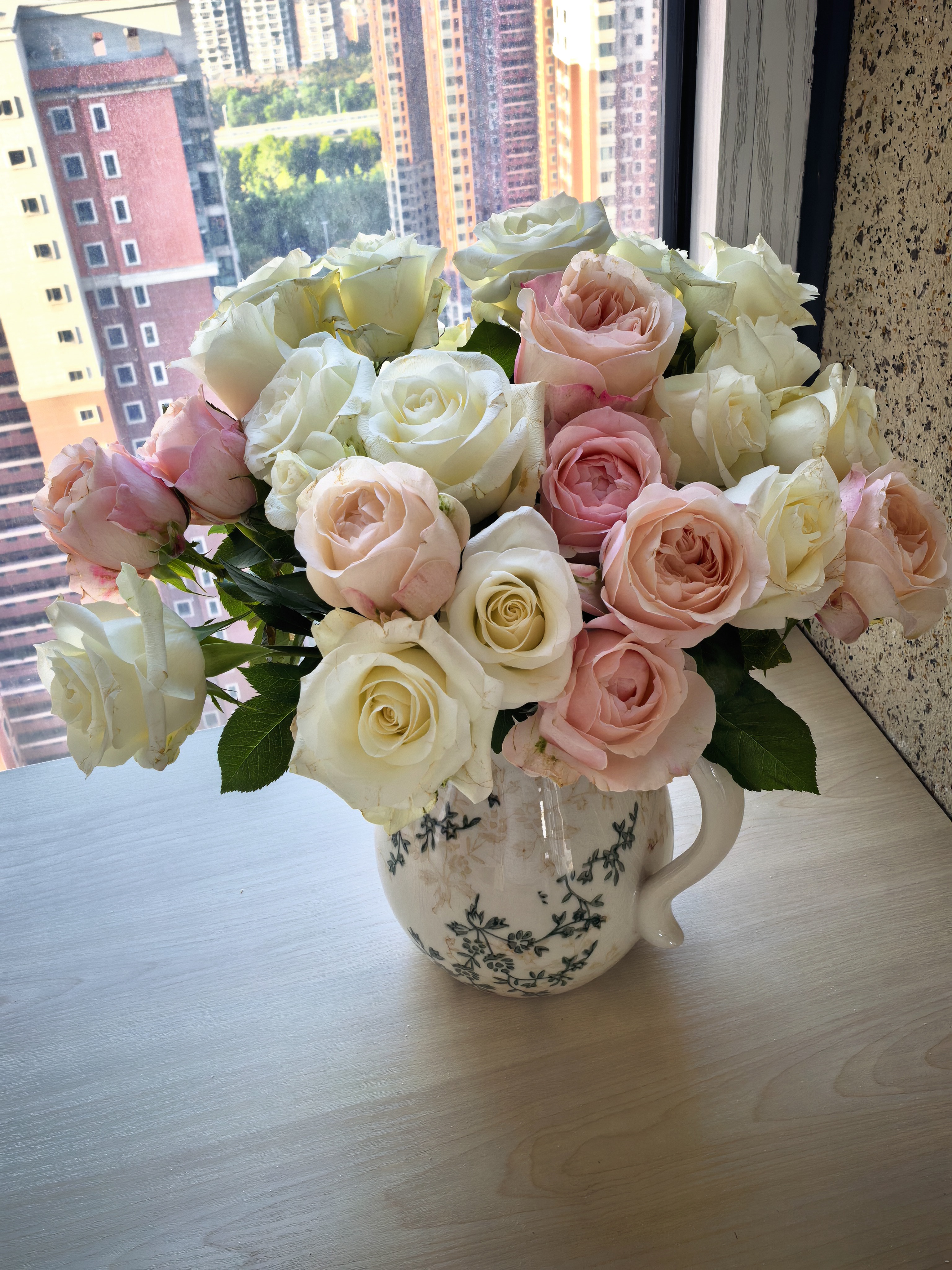 京东鲜花美式冰裂奶壶陶瓷花瓶田园风插花水养摆件装饰品高级感摆件手提 实拍图