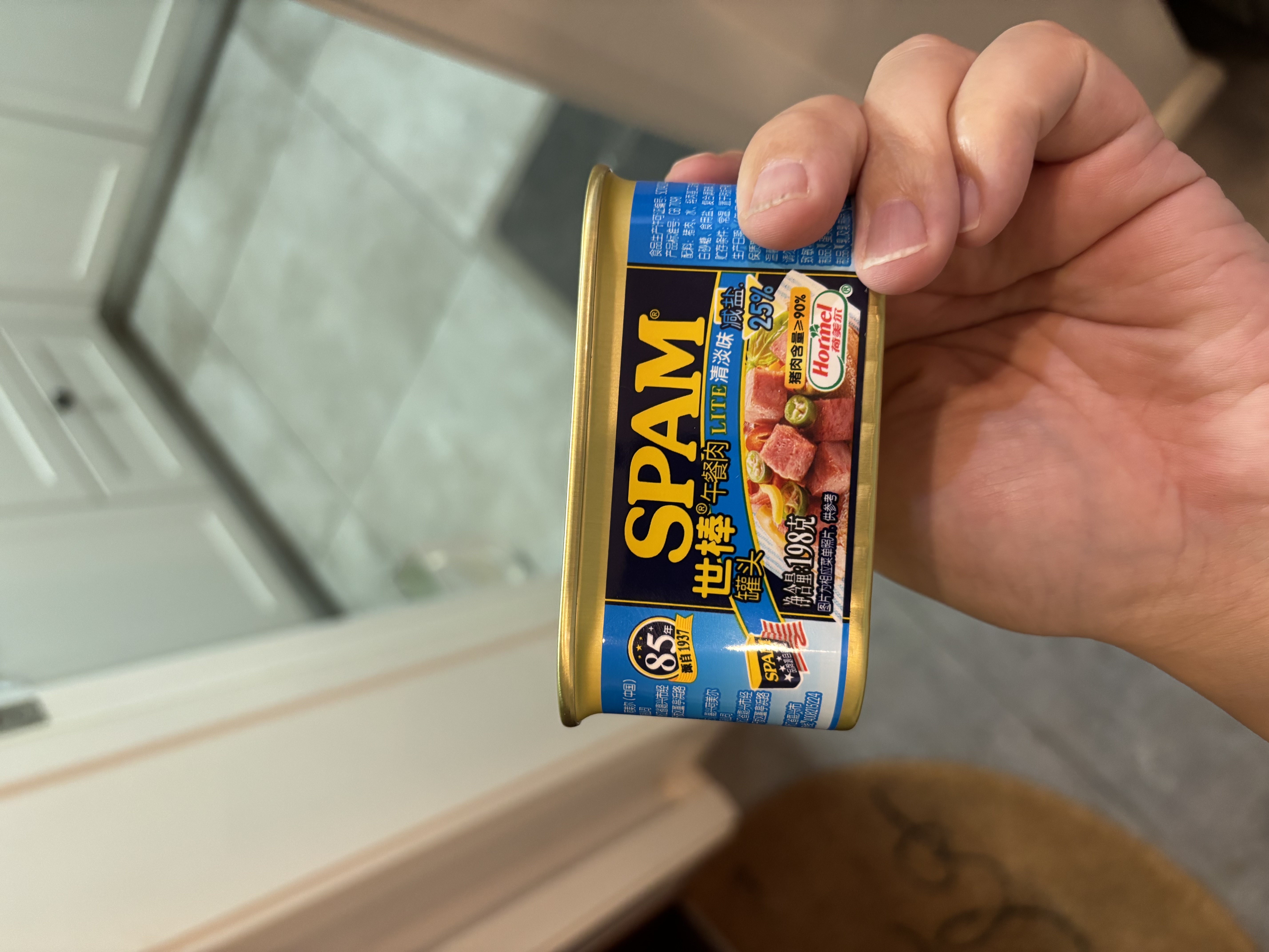 世棒（SPAM）午餐肉罐头清淡口味198g 减盐25% 早餐泡面火锅烧烤 即食户外露营 实拍图