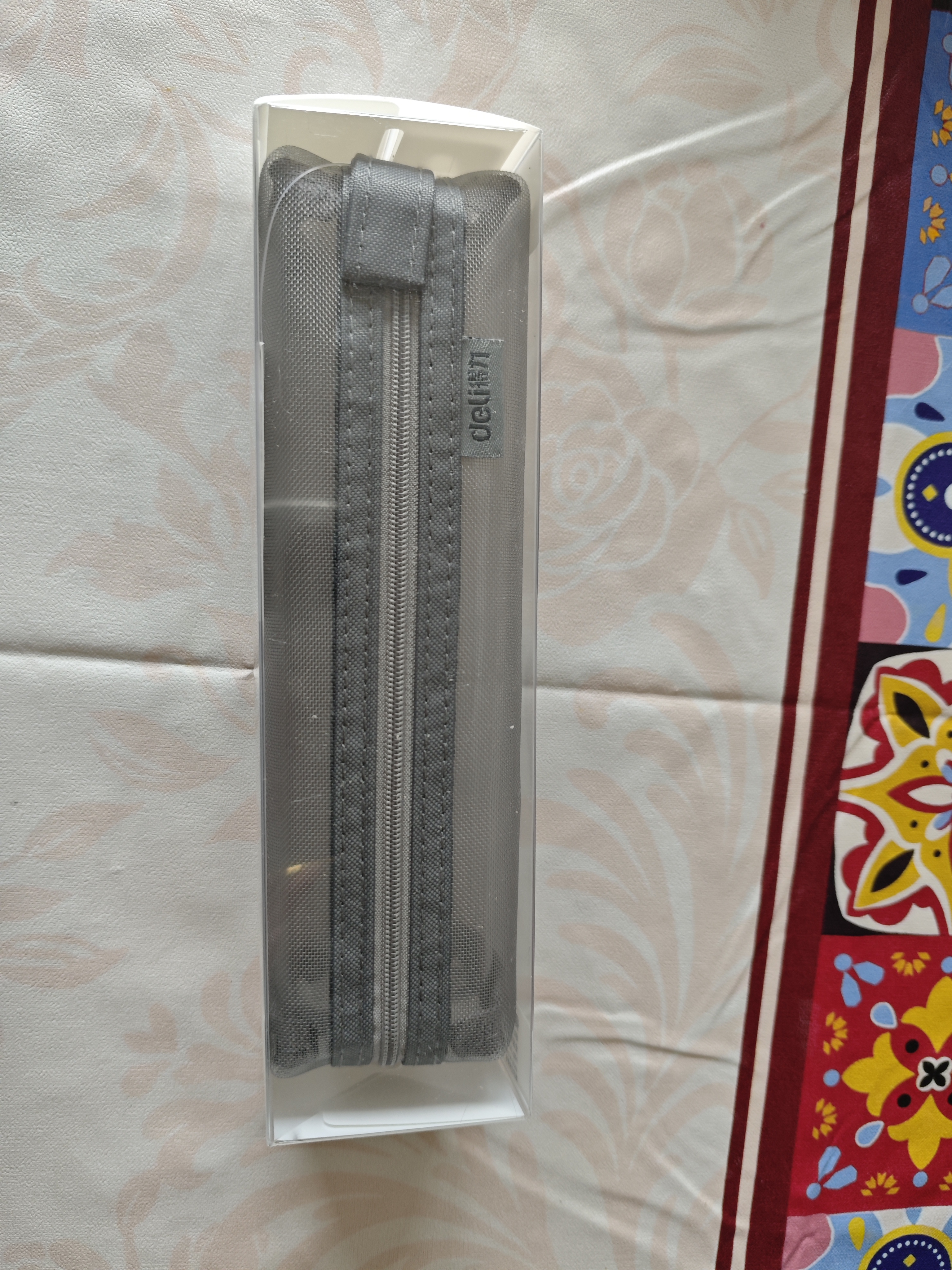 得力（deli）透明网纱笔袋考试/考试可用尼龙方型大容量手提铅笔收纳袋 中高考考研适用 格调灰开学文具礼物 实拍图