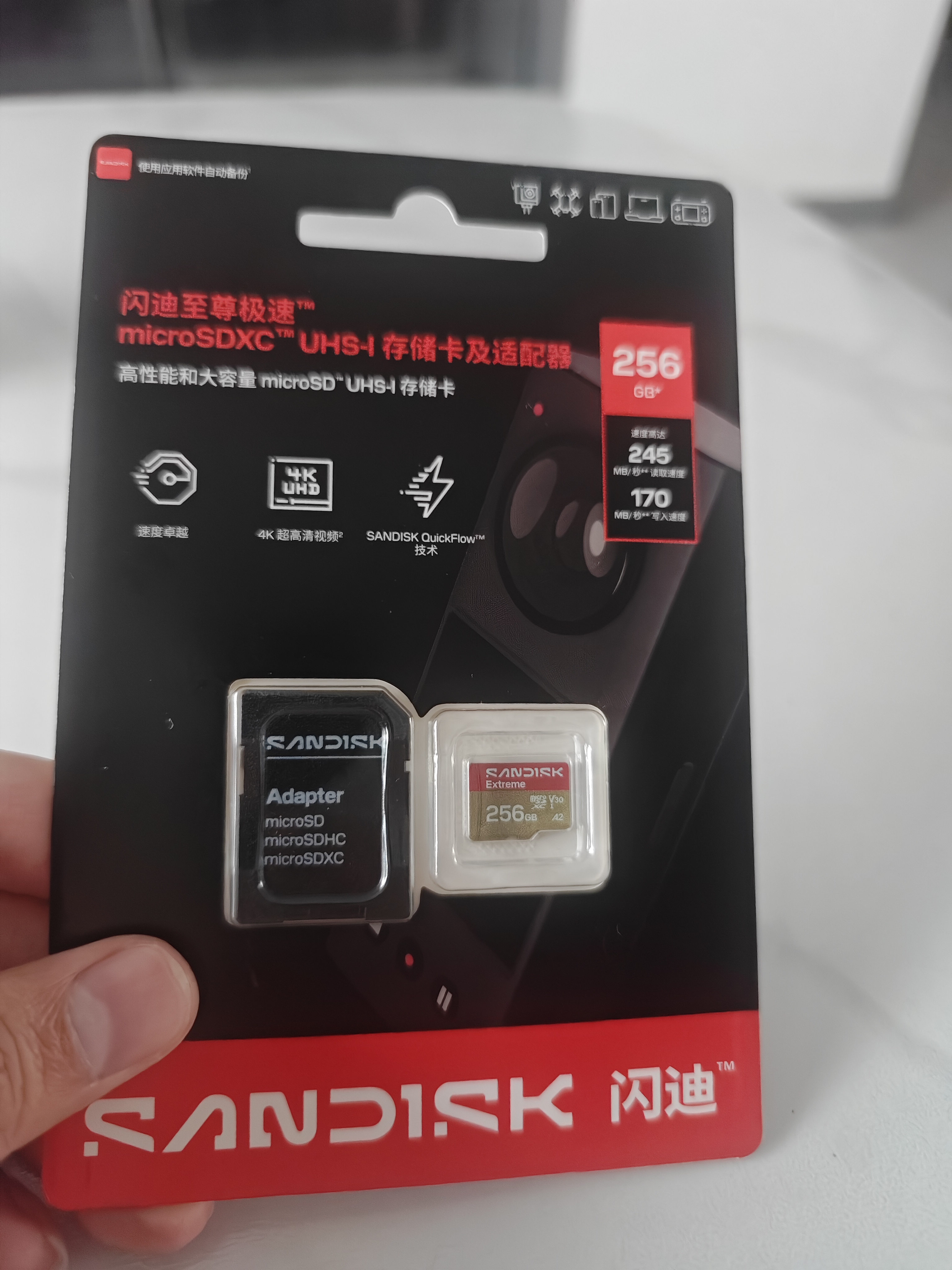 Sandisk闪迪256GB TF(MicroSD)内存卡4K极速金卡A2 V30 U3兼容大疆Pocket3/4P/Action 6运动相机/无人机存储卡 实拍图
