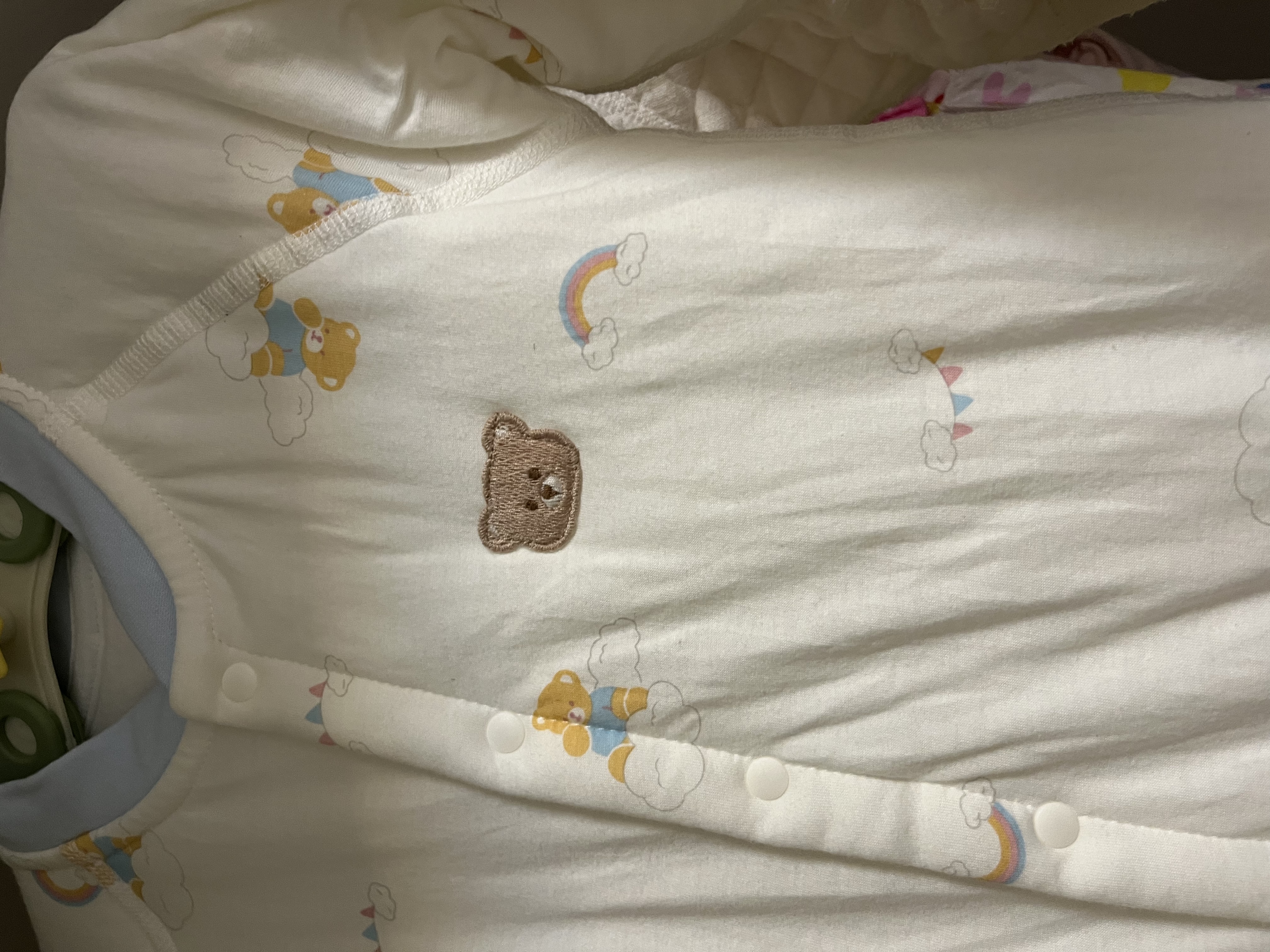 婧麒（JOYNCLEON）秋冬婴儿连体衣新生男女宝宝夹棉衣服无骨哈衣爬服小月龄睡衣 云朵小熊【40g棉连体衣】 80cm  【9-18个月建议体重8.5-10kg】 实拍图