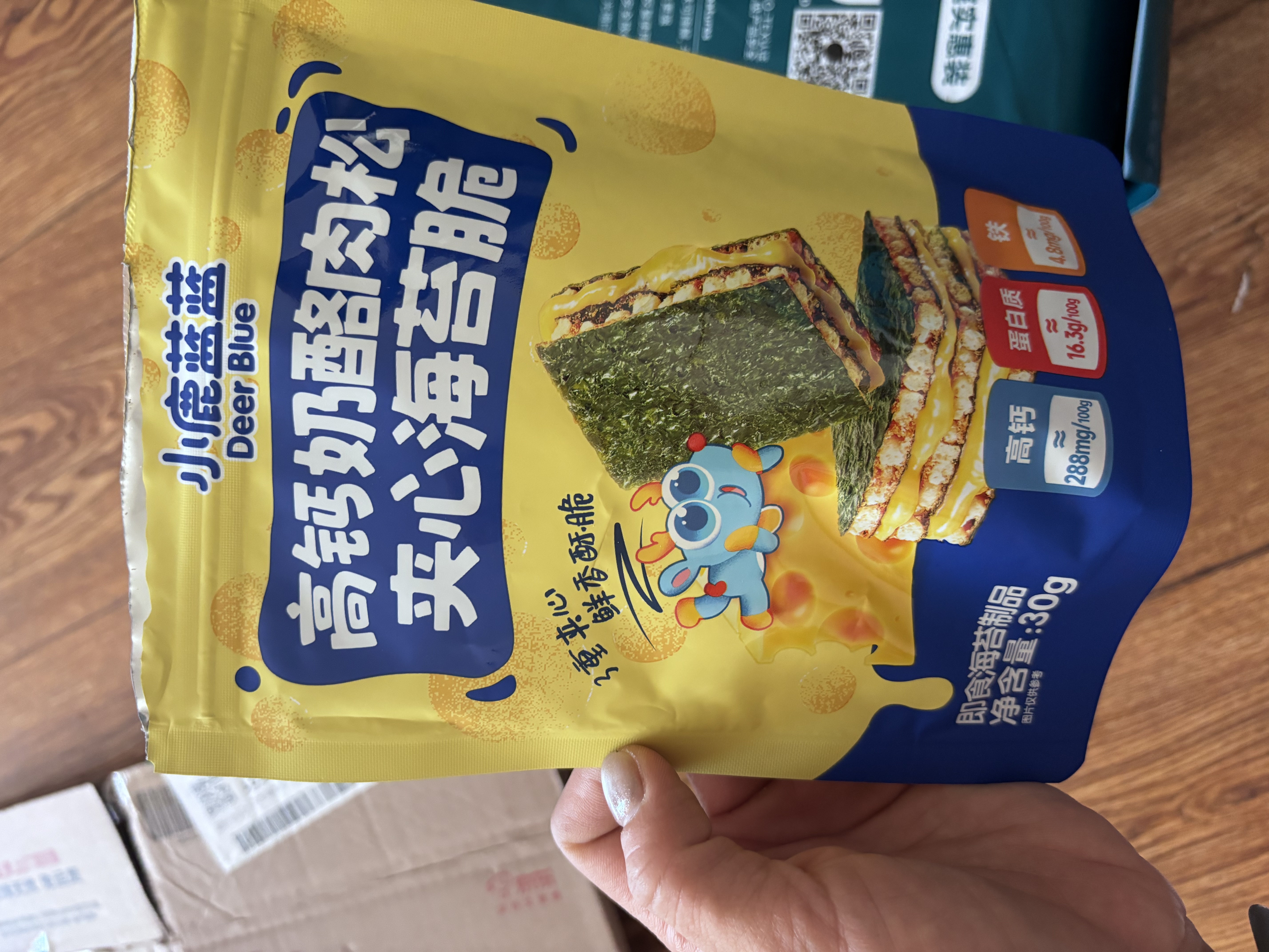 小鹿蓝蓝 高钙奶酪肉松夹心海苔脆 宝宝儿童零食肉松酥脆口感即食海苔30g  实拍图