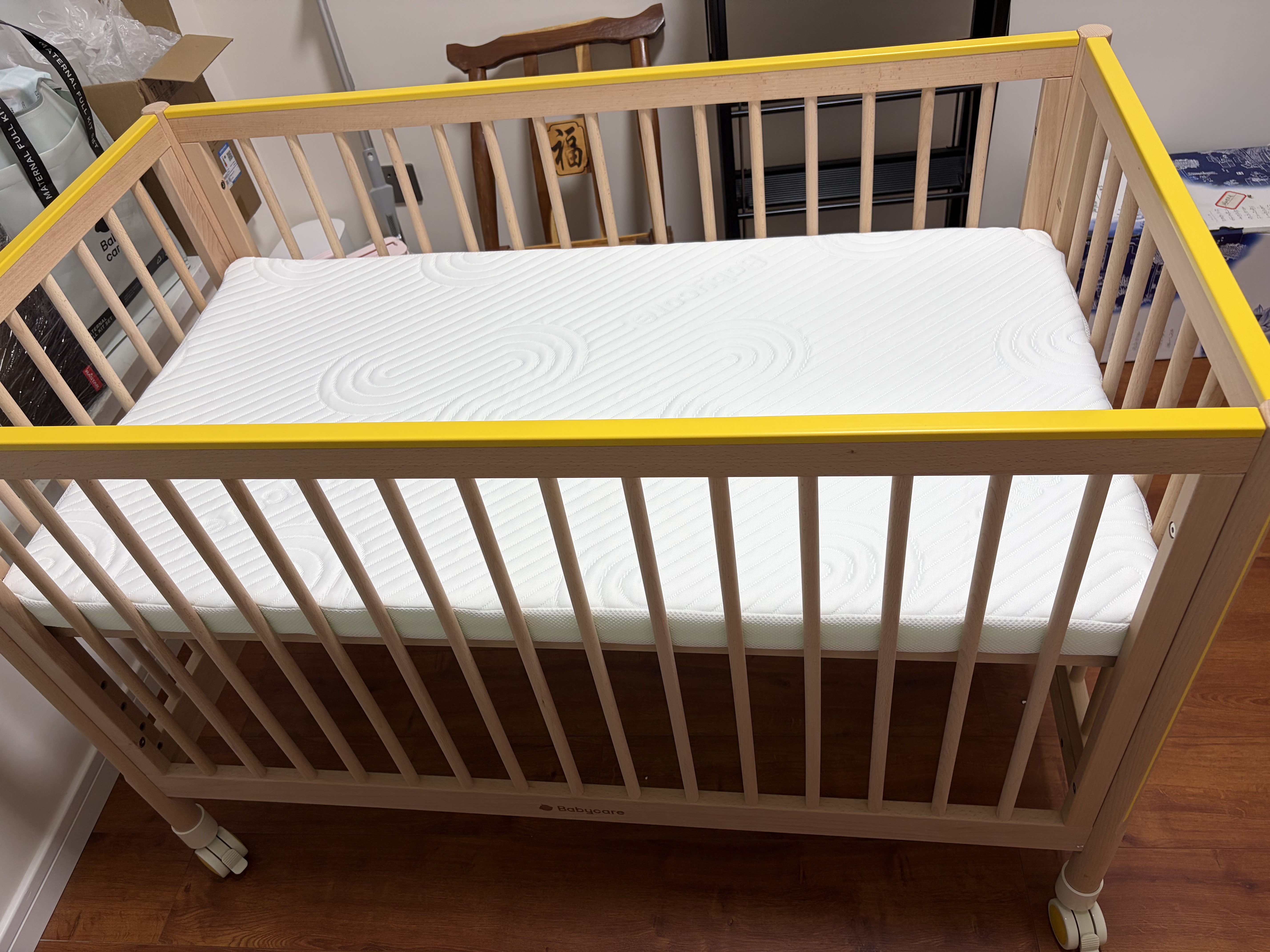 babycare婴儿床0-3岁宝宝实木床儿童床高度可调可移动多功能拼接床蒙柯PRO 实拍图
